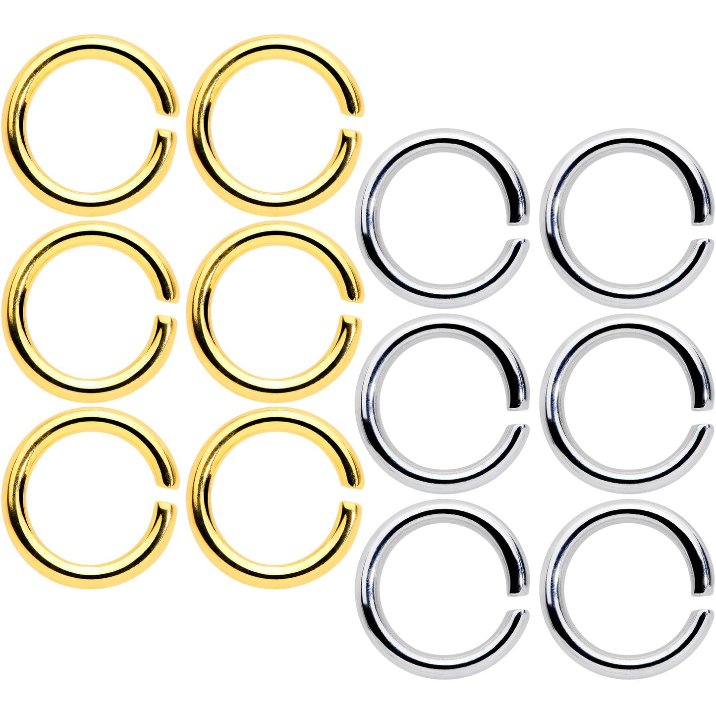 14G 5/16 Steel Gold Tone Seamless Cartilage Ring Set of 12