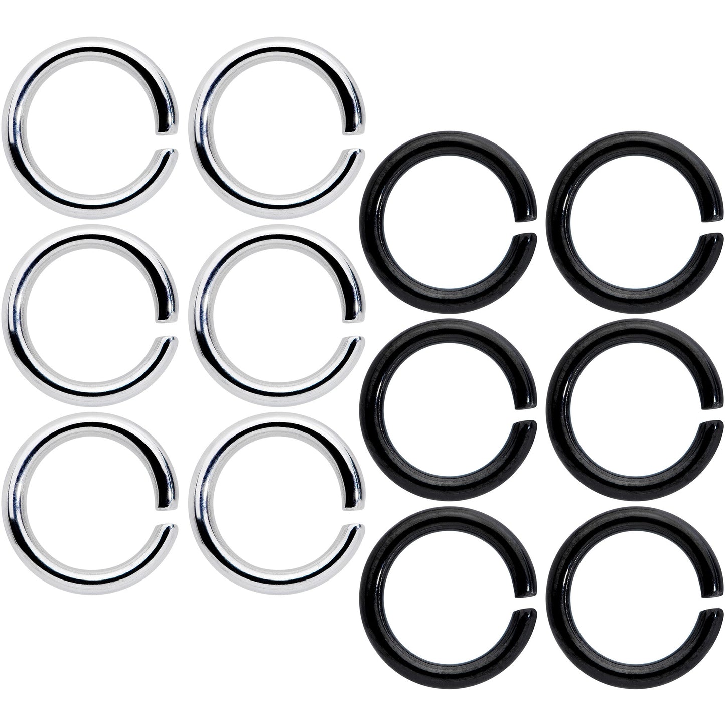 14G 5/16 Steel Black Anodized Seamless Cartilage Ring Set of 12