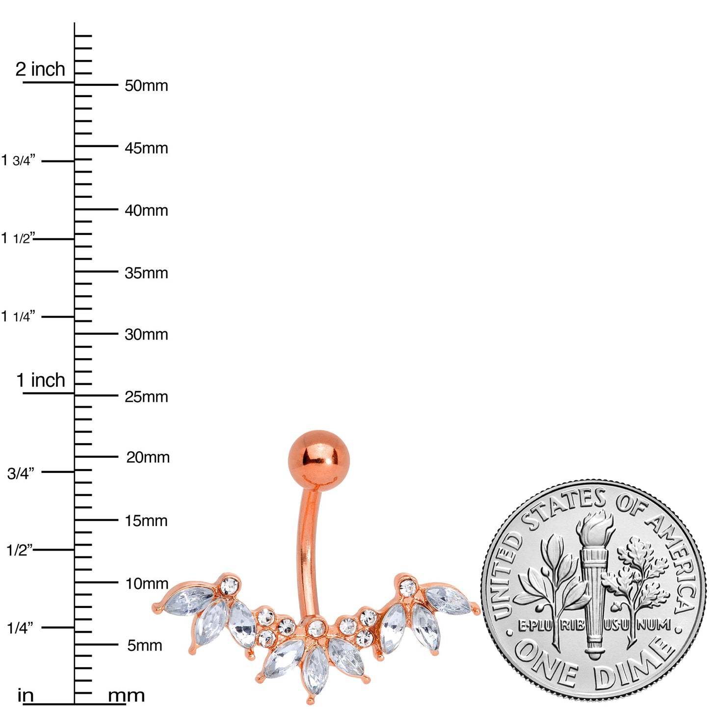 Clear Gem Rose Gold Tone Anodized Comely Clusters Belly Ring