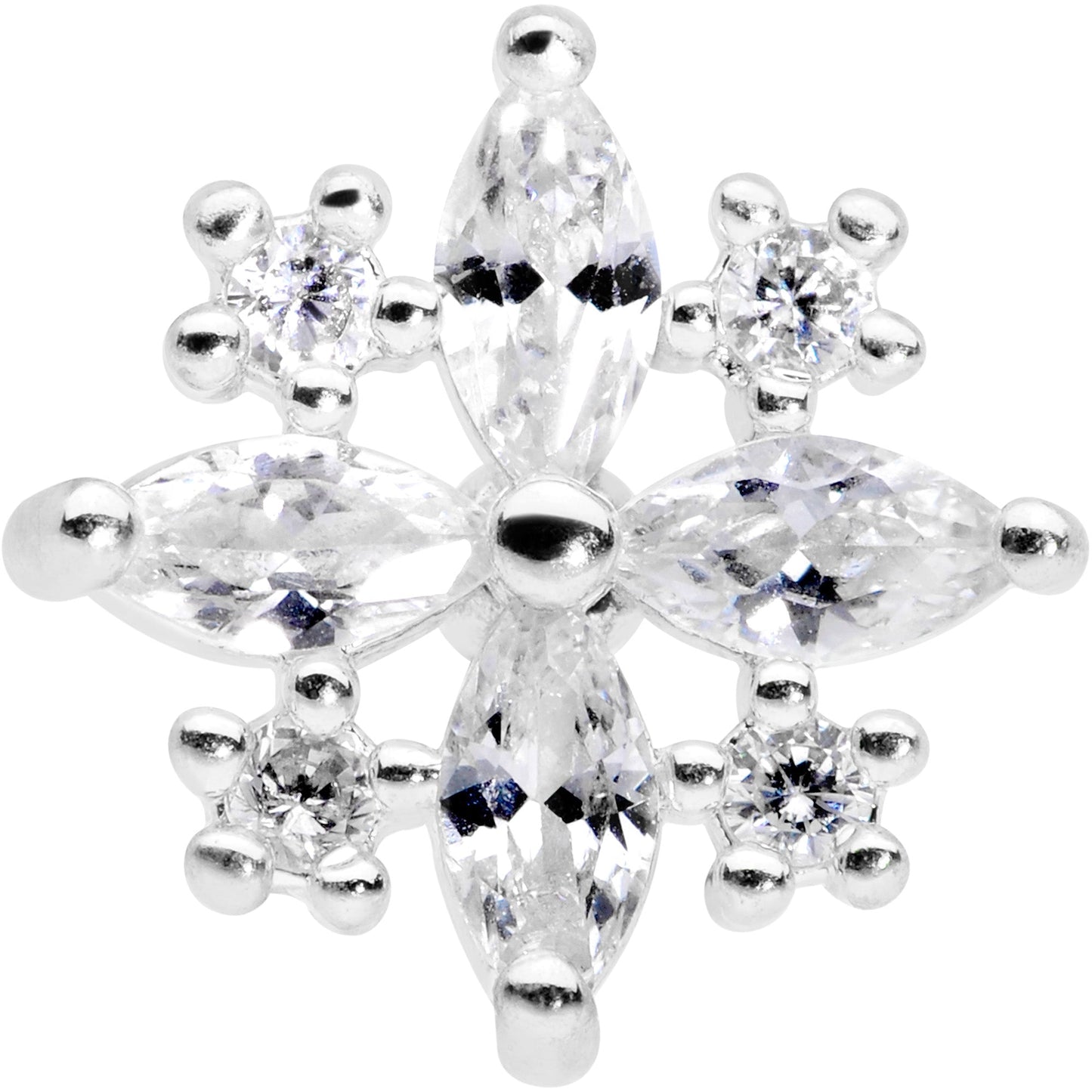 16G 1/4 Clear CZ Gem Star Burst Cartilage Tragus