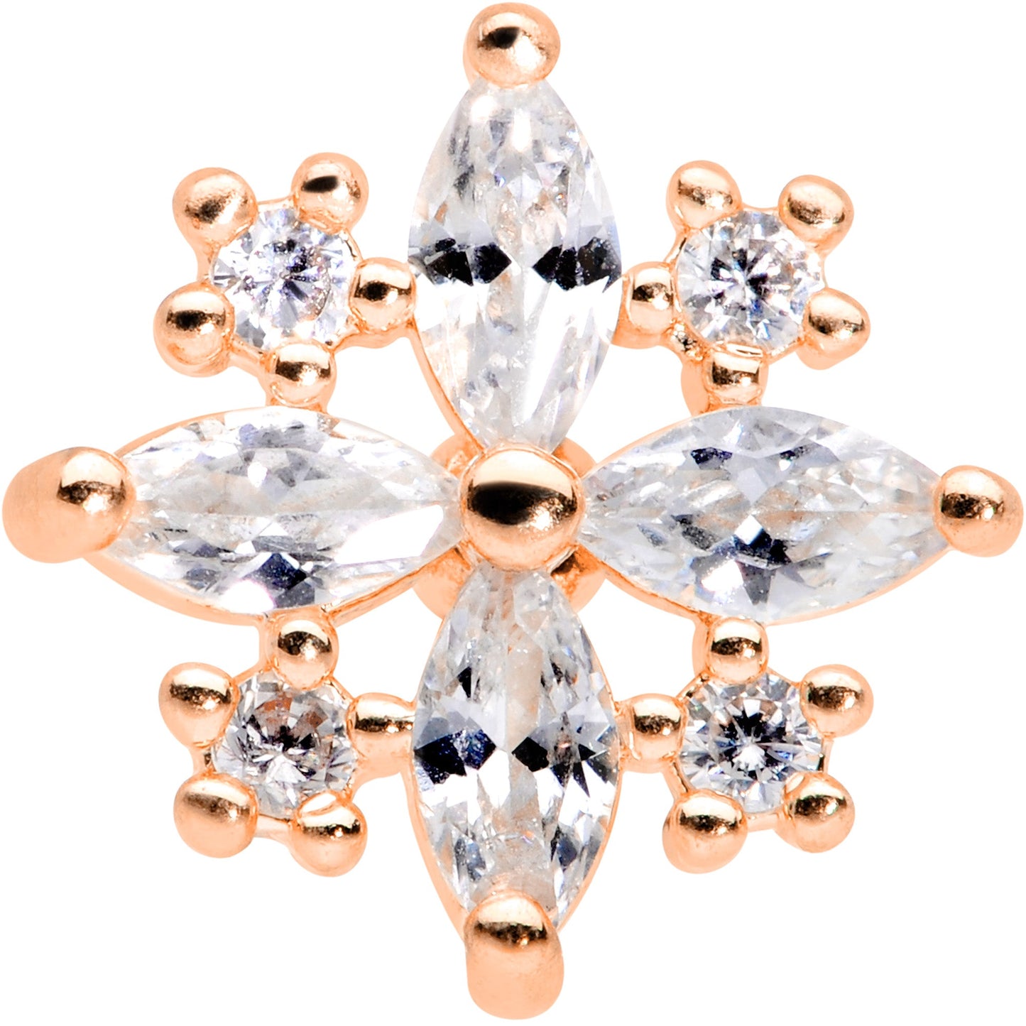 16G 1/4 Clear CZ Gem Rose Gold Tone Star Burst Cartilage Tragus