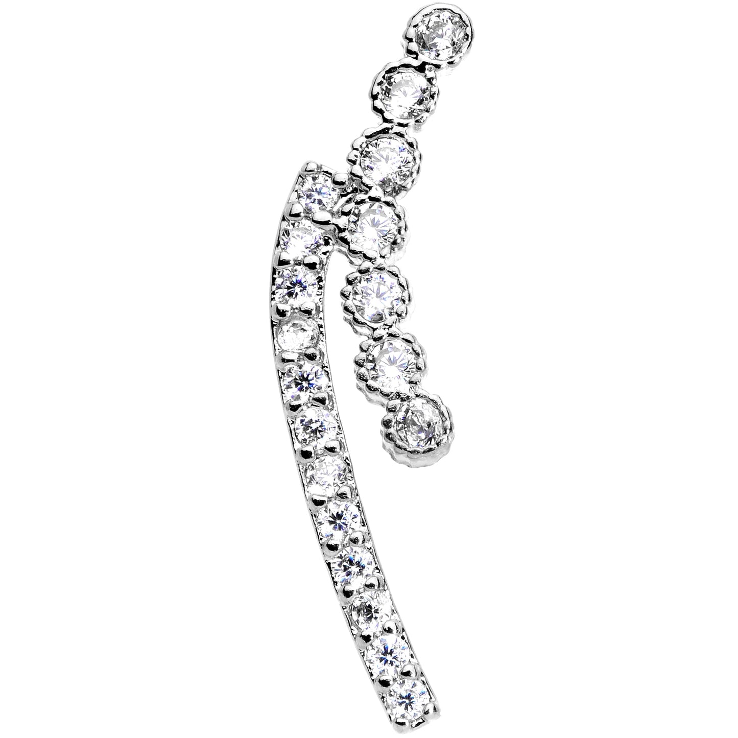 16G 1/4 Clear CZ Gem Curve Internally Threaded Labret Tragus