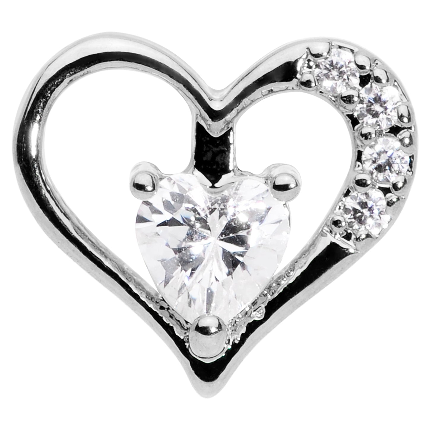 16G 5/16 Clear CZ Gem Airy Heart Internally Threaded Labret