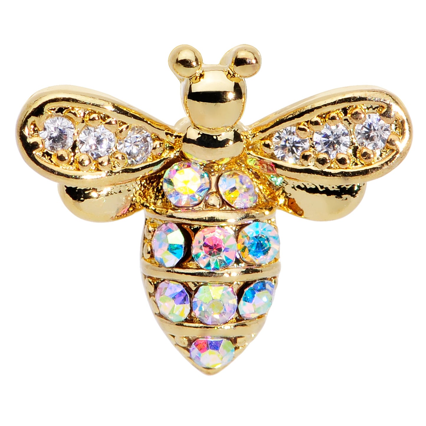 16G 5/16 Aurora CZ Gem Gold Hue Beauty Bee Internal Thread Labret