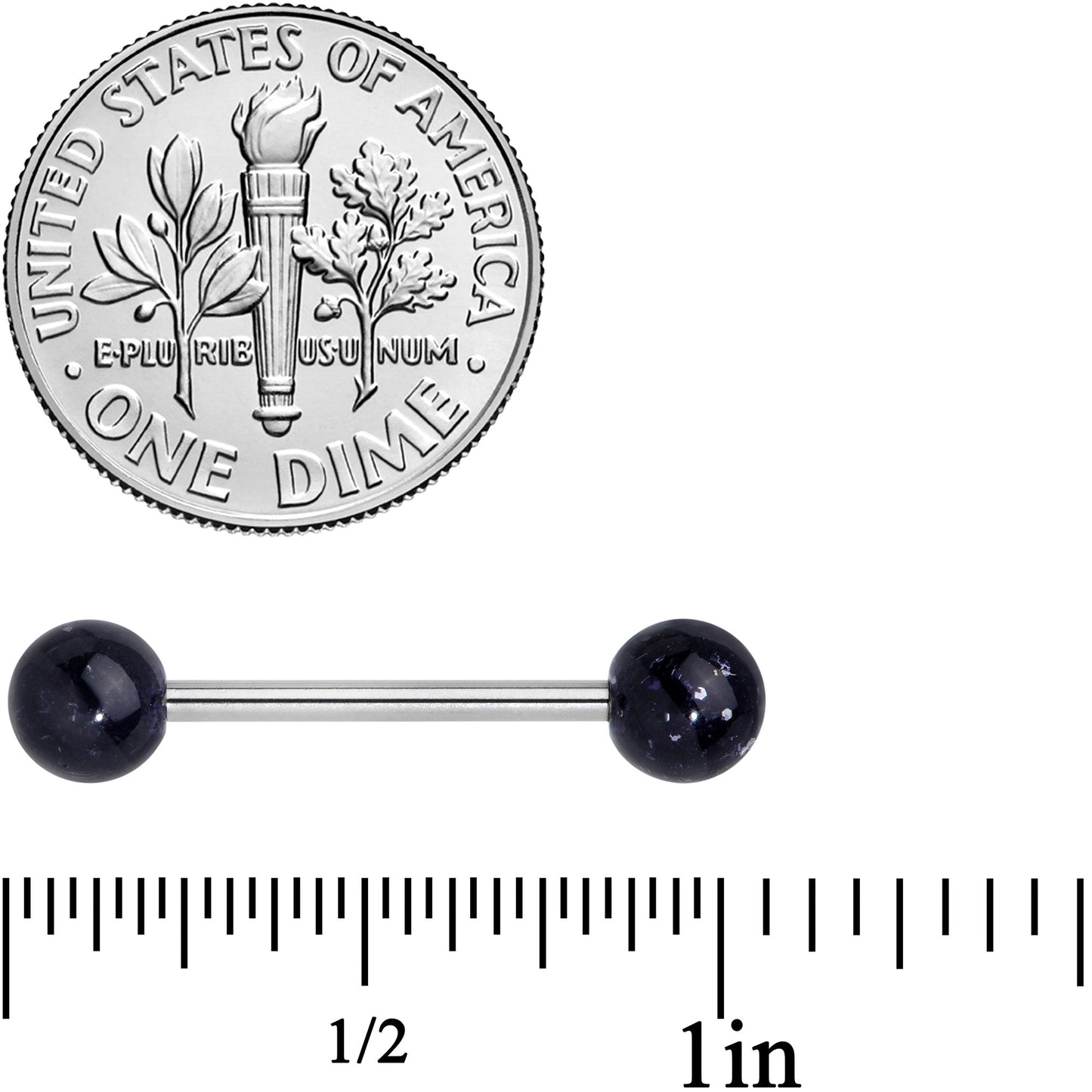 Grade 23 Titanium Black Glitter Ball Barbell Tongue Ring