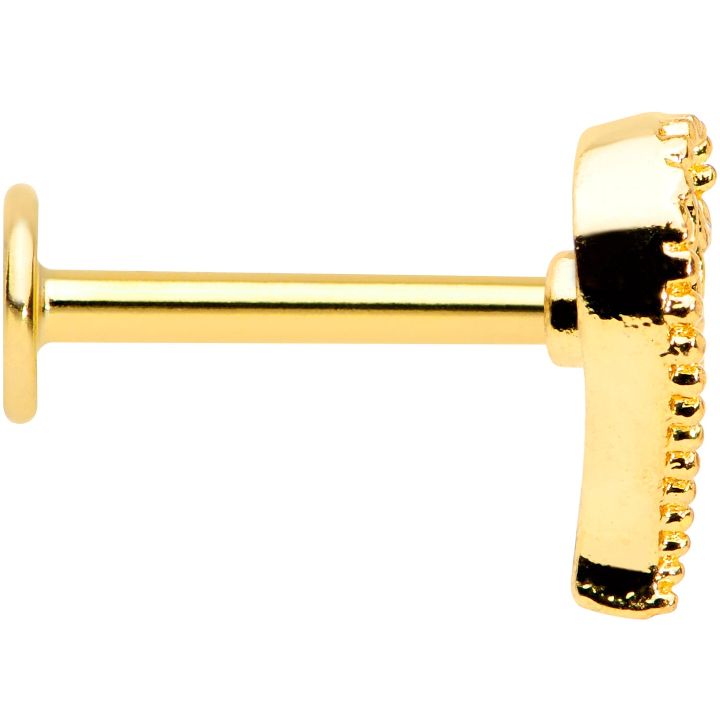 16G 5/16 Clear Gem Gold Hue Angel Wing Heart Labret Monroe Tragus