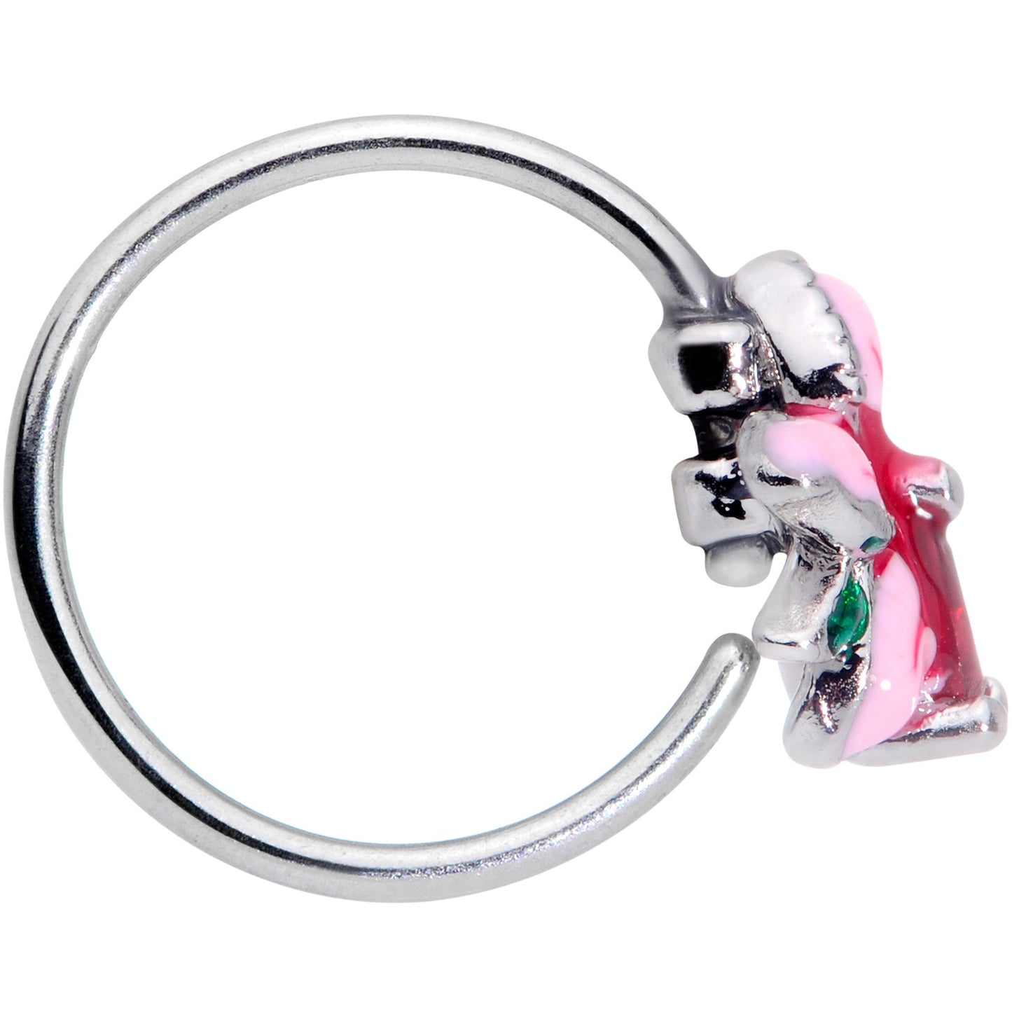 20G 5/16 Red Gem Exotic Flower Nose Hoop