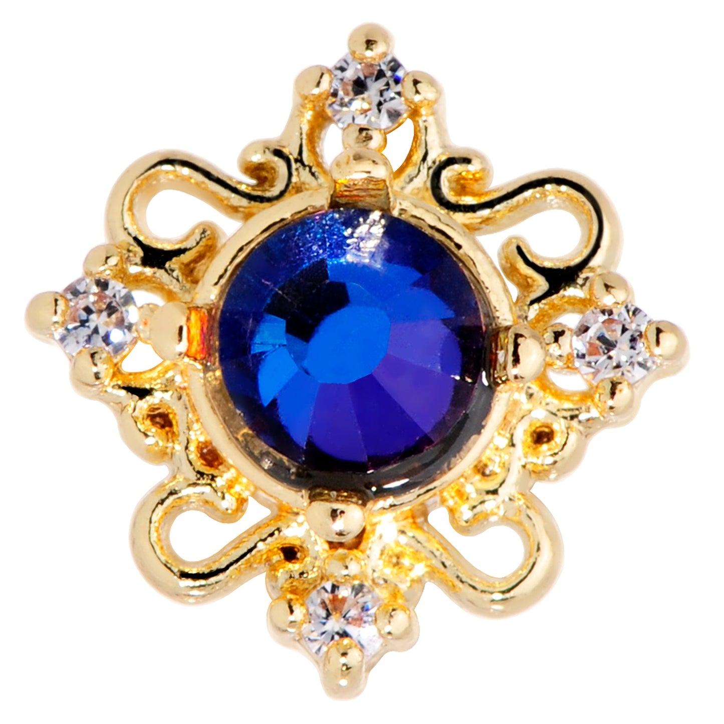 16G 5/16 Purple Tourmaline Gold Tone Filigree Labret Tragus