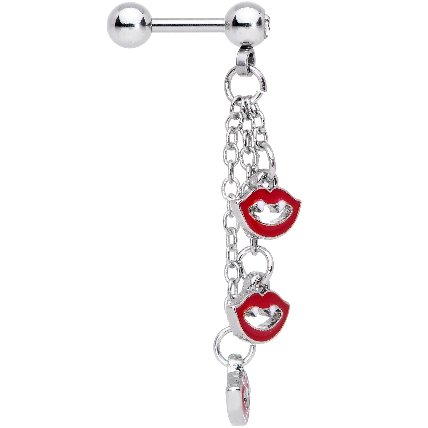 16G 1/4 Clear Gem Halloween Vampire Fangs Dangle Cartilage