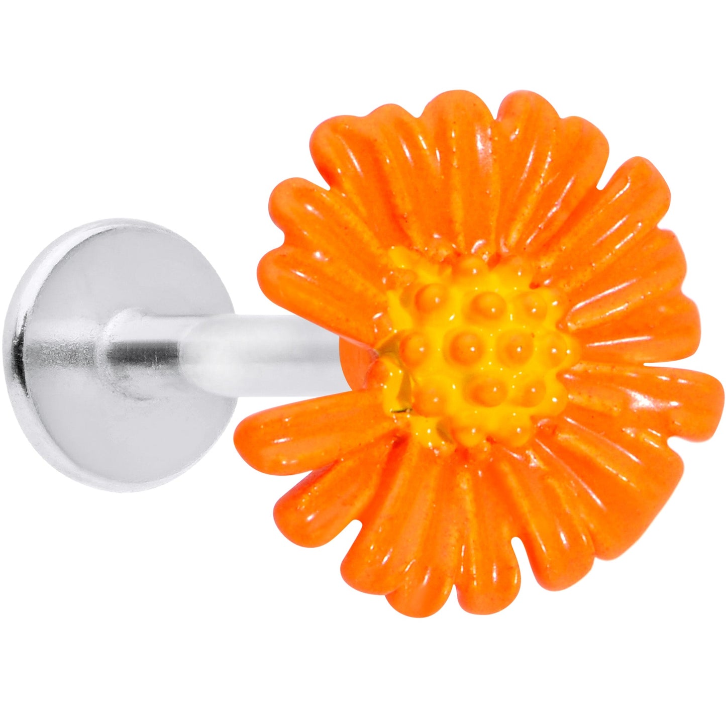 16G 5/16 Orange Daisy Flower Labret Monroe Tragus