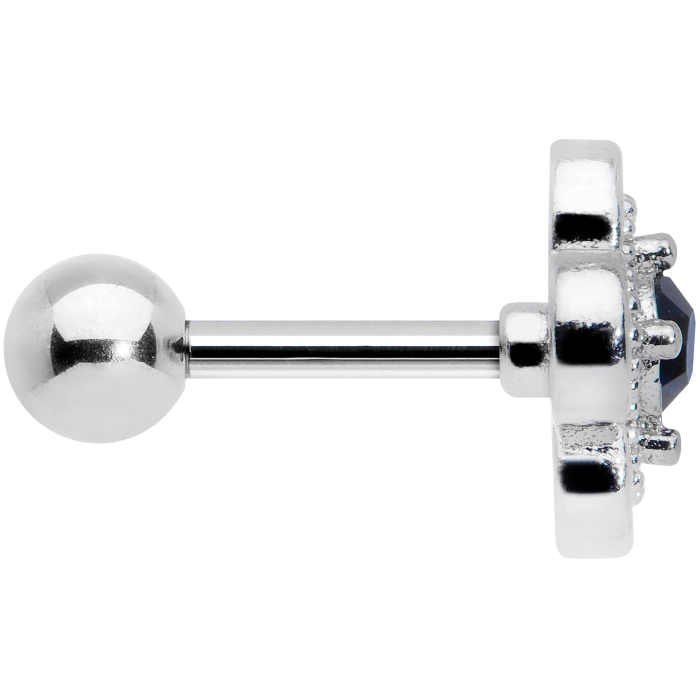 16G 1/4 Blue Gem Stylized Deco Cross Cartilage Tragus Earring