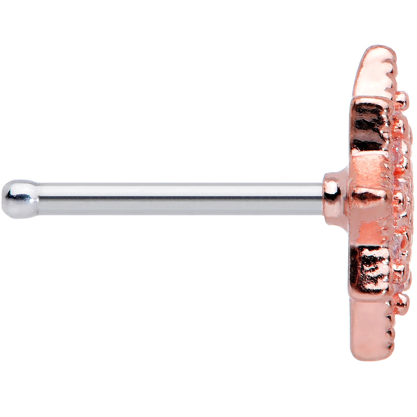20G 1/4 Green Gem Rose Gold Tone Evening Star Nose Bone