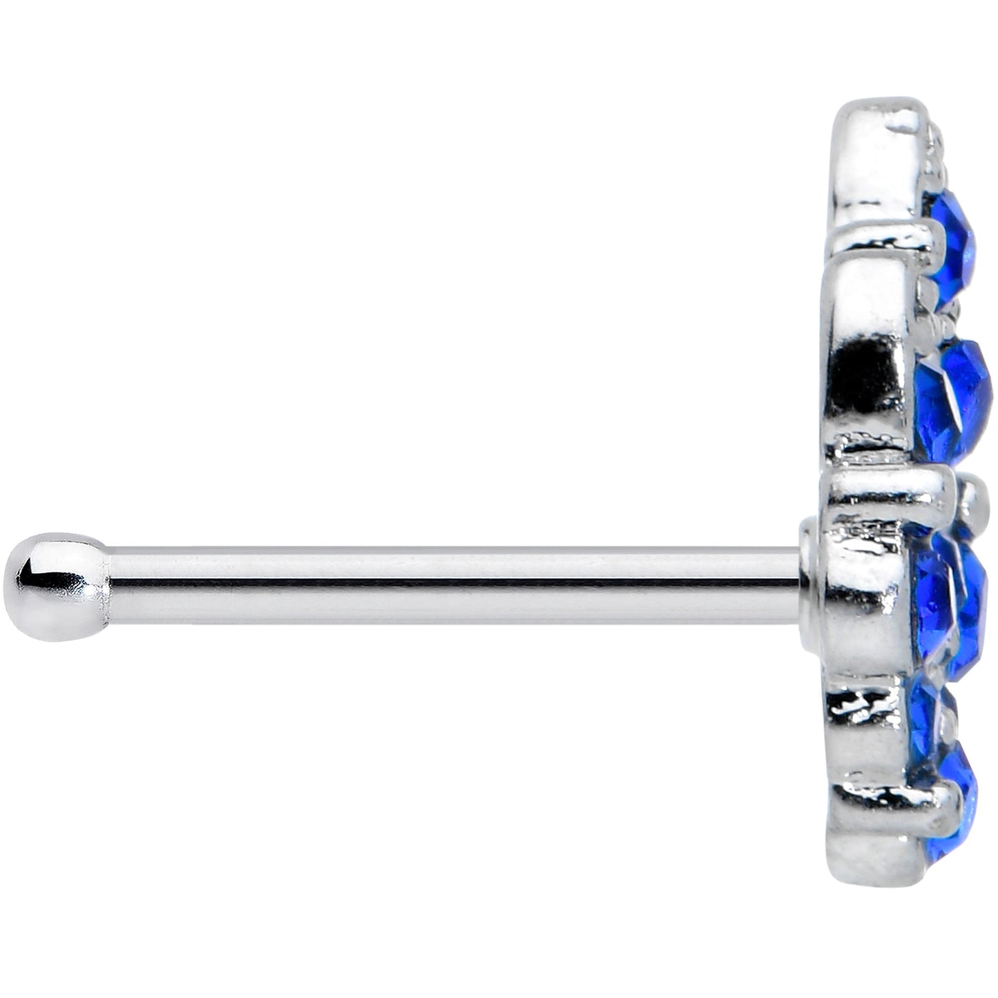 20G 1/4 Blue CZ Gem Fountain Nose Bone
