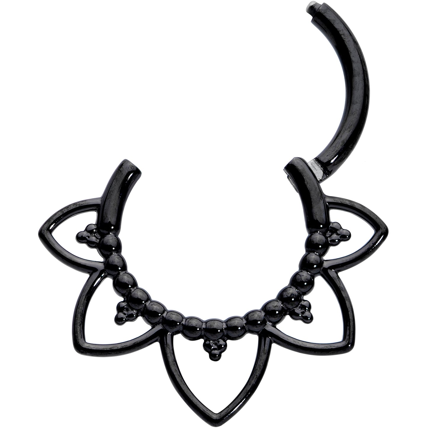 16G 5/16 Black Open Petal Flower Hinged Segment Ring