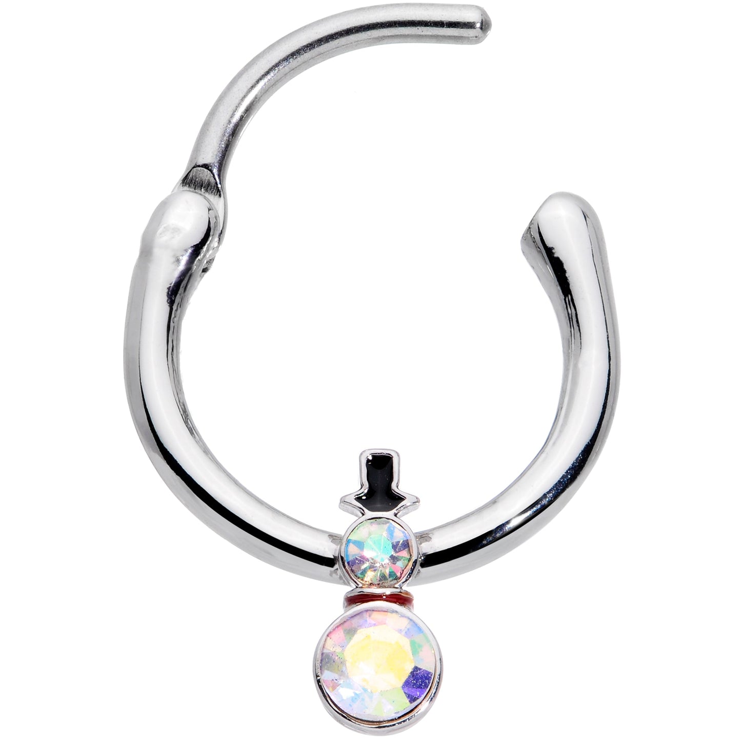 16G 3/8 Aurora Gem Winter Snowman Christmas Hinged Segment Ring