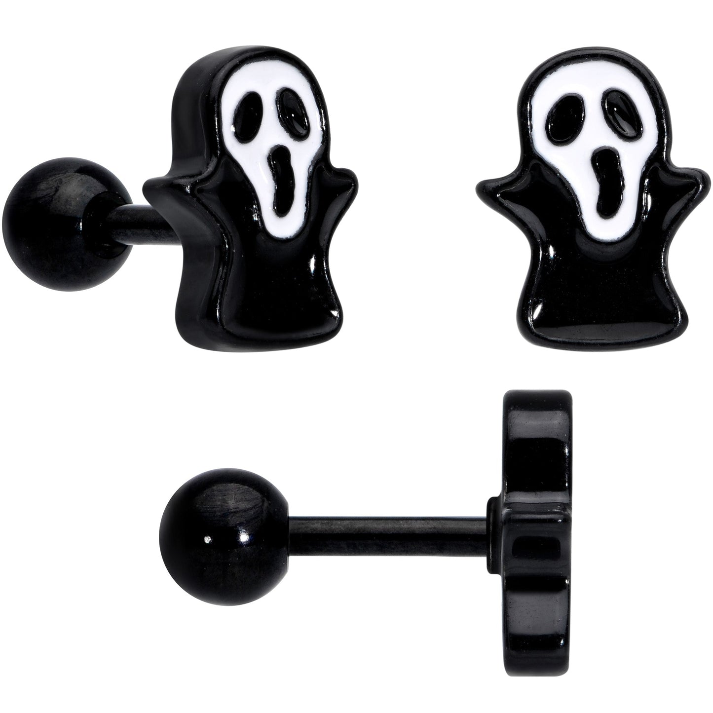 16G 20G Black Halloween Cartilage Labret Nose Ring Set of 3