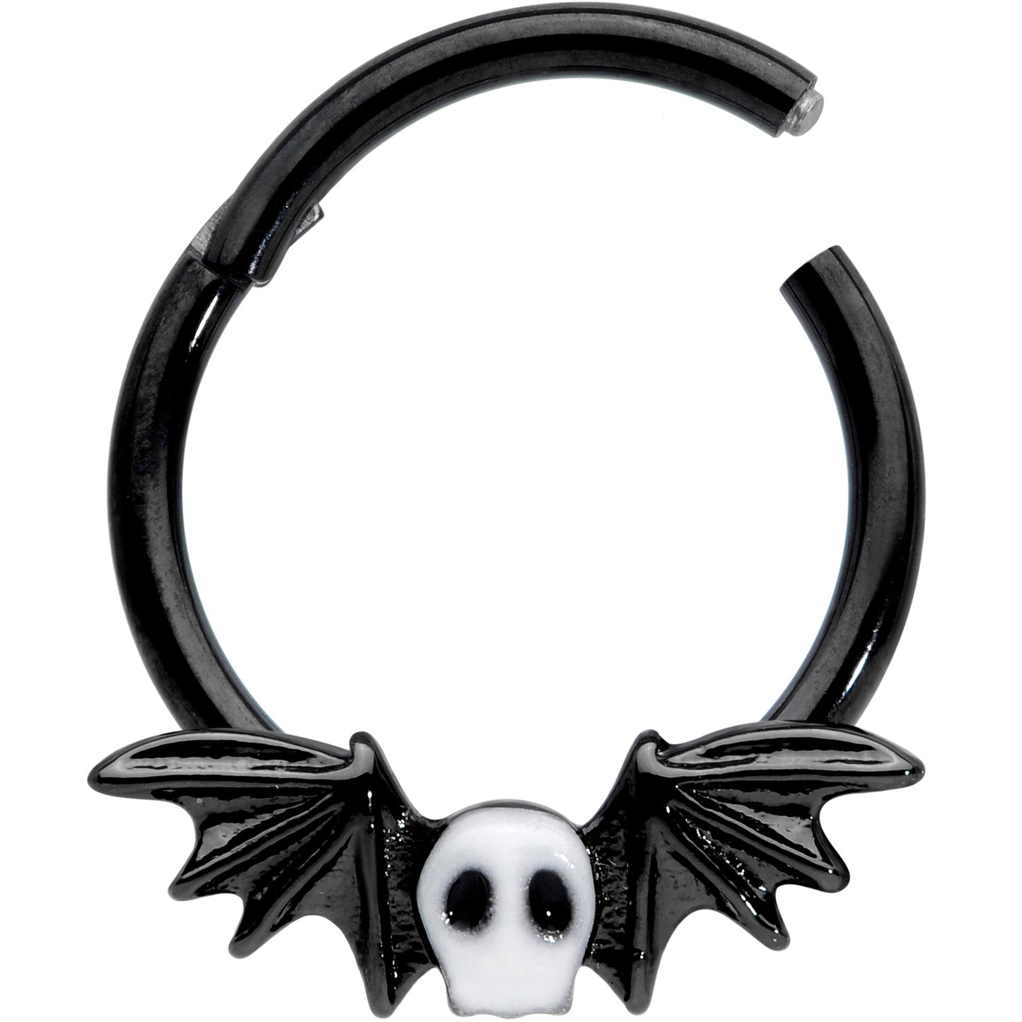 16G 3/8 Wing Skull Memento Mori Halloween Hinged Segment Ring