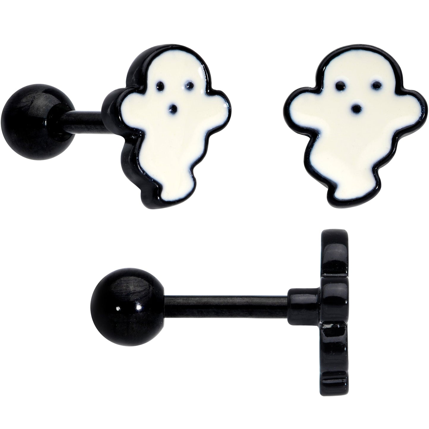 16G 1/4 Black Bat Ghost Halloween Cartilage Tragus Set of 3