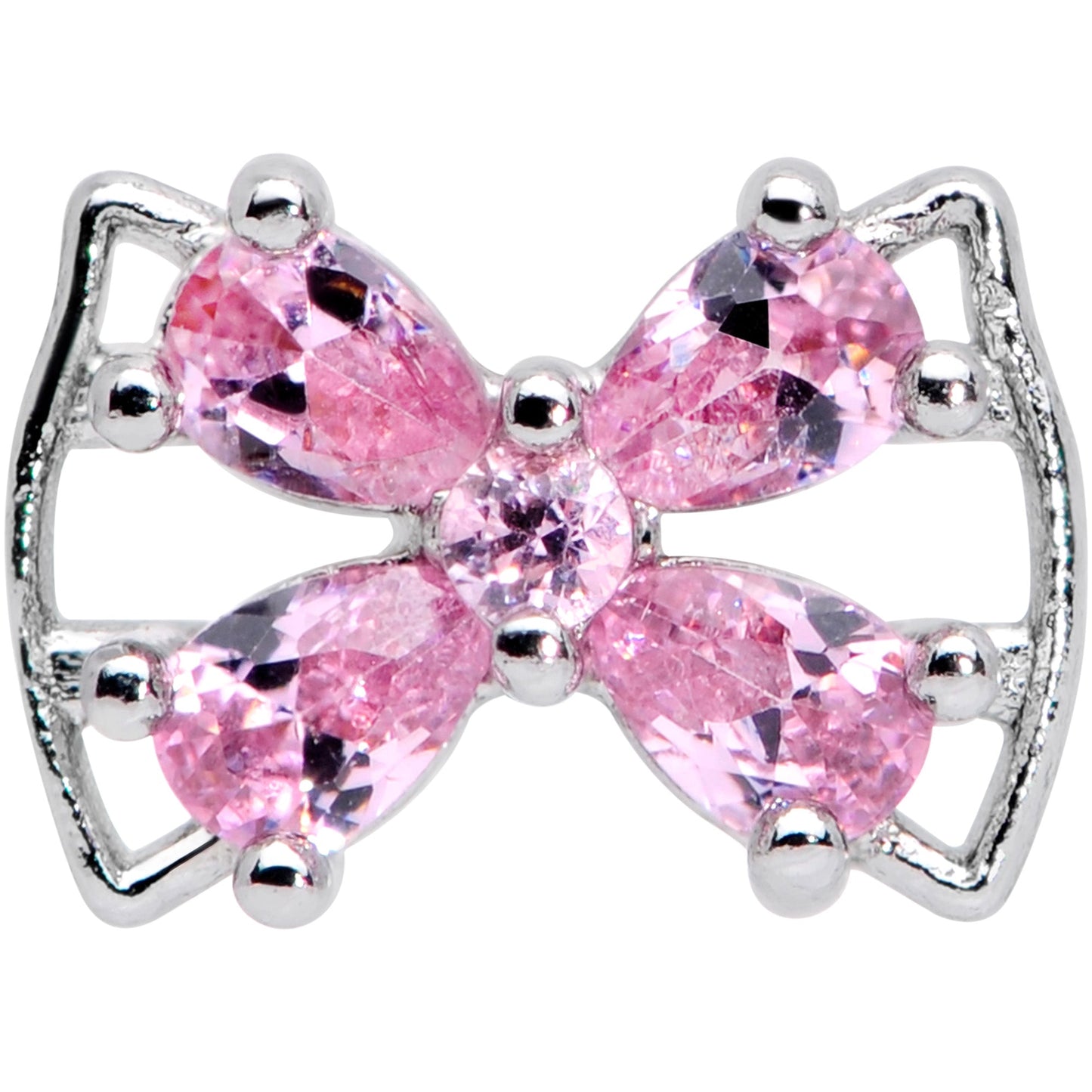 16G 1/4 Pink CZ Gem Beauty Bow Cartilage Tragus Earring