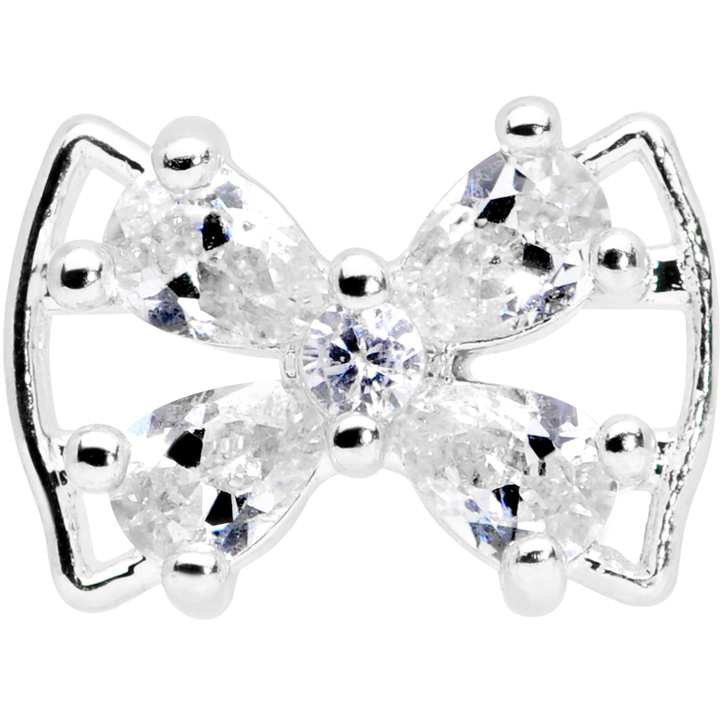 16G 5/16 Clear CZ Gem Beauty Bow Labret Monroe Tragus