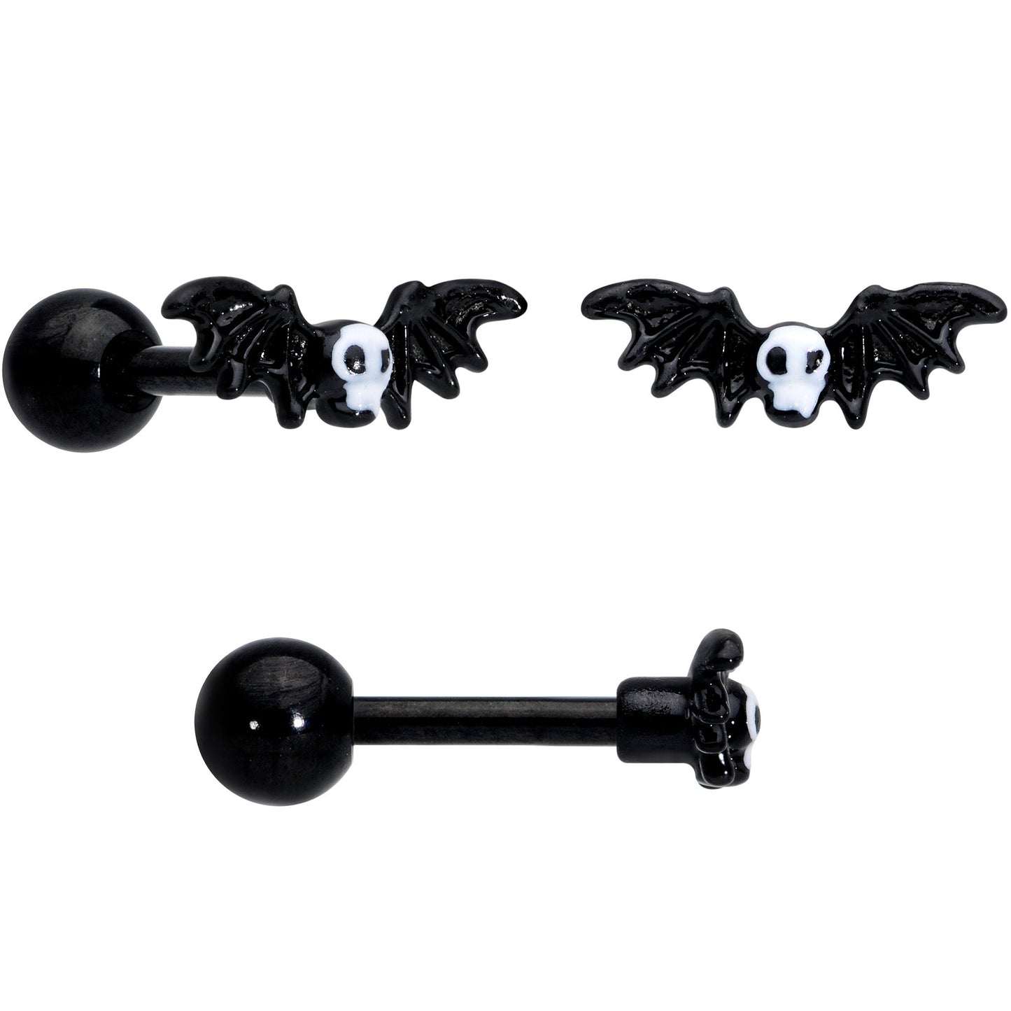 16G 1/4 Gold Tone Black Cat Halloween Cartilage Tragus Set of 3