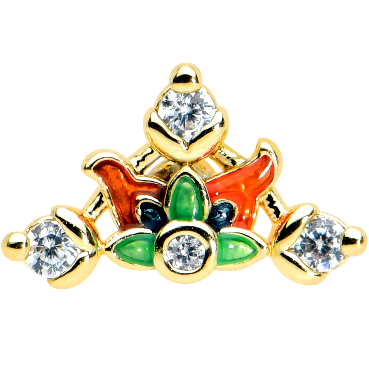 16G 5/16 Clear CZ Gem Gold Tone Mythic Dragon Labret Tragus