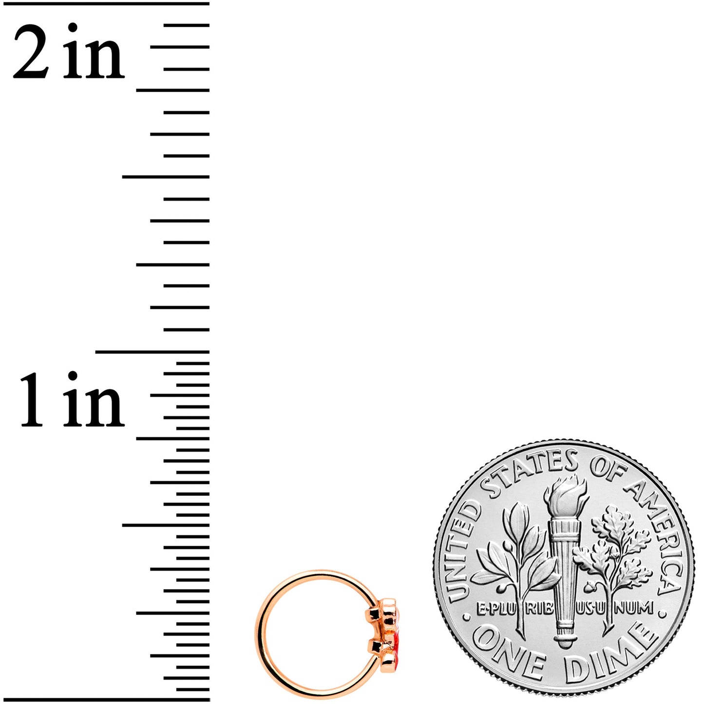20G 5/16 Rose Gold Tone Red Christmas Stocking Nose Hoop