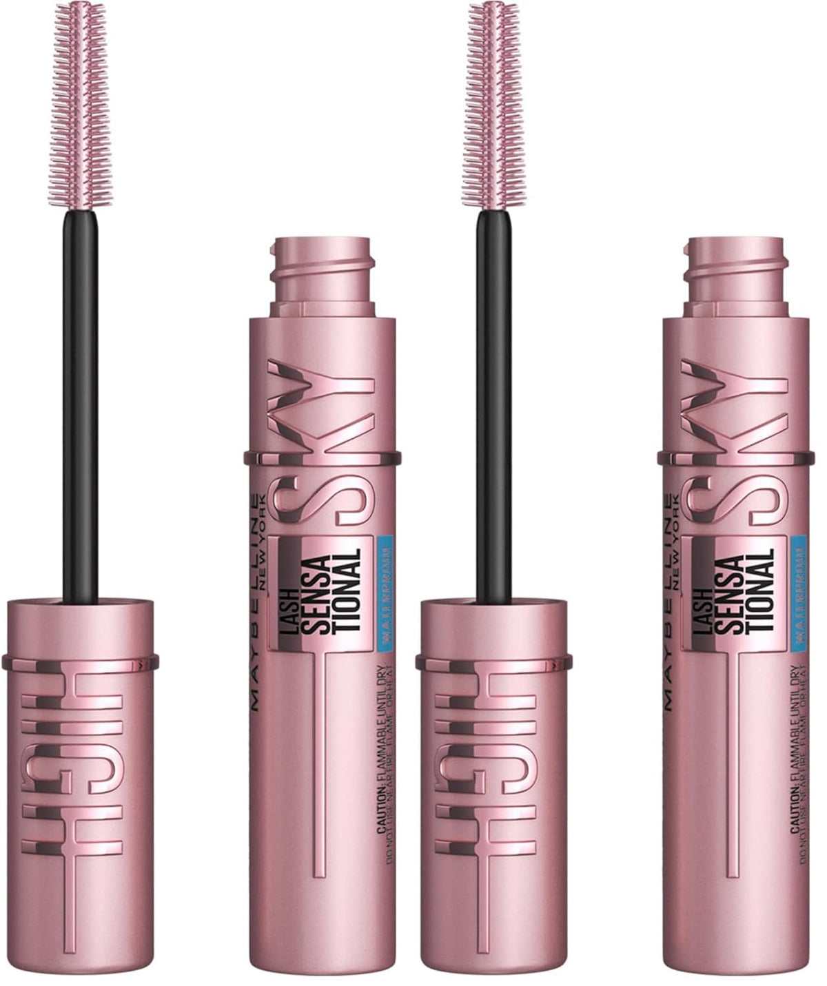 Maybelline Lash Sensational Sky High Washable Mascara Makeup, Volumizing, Lengthening, Defining, Curling, Multiplying, Buildable Formula, Blackest Black, 1 Count