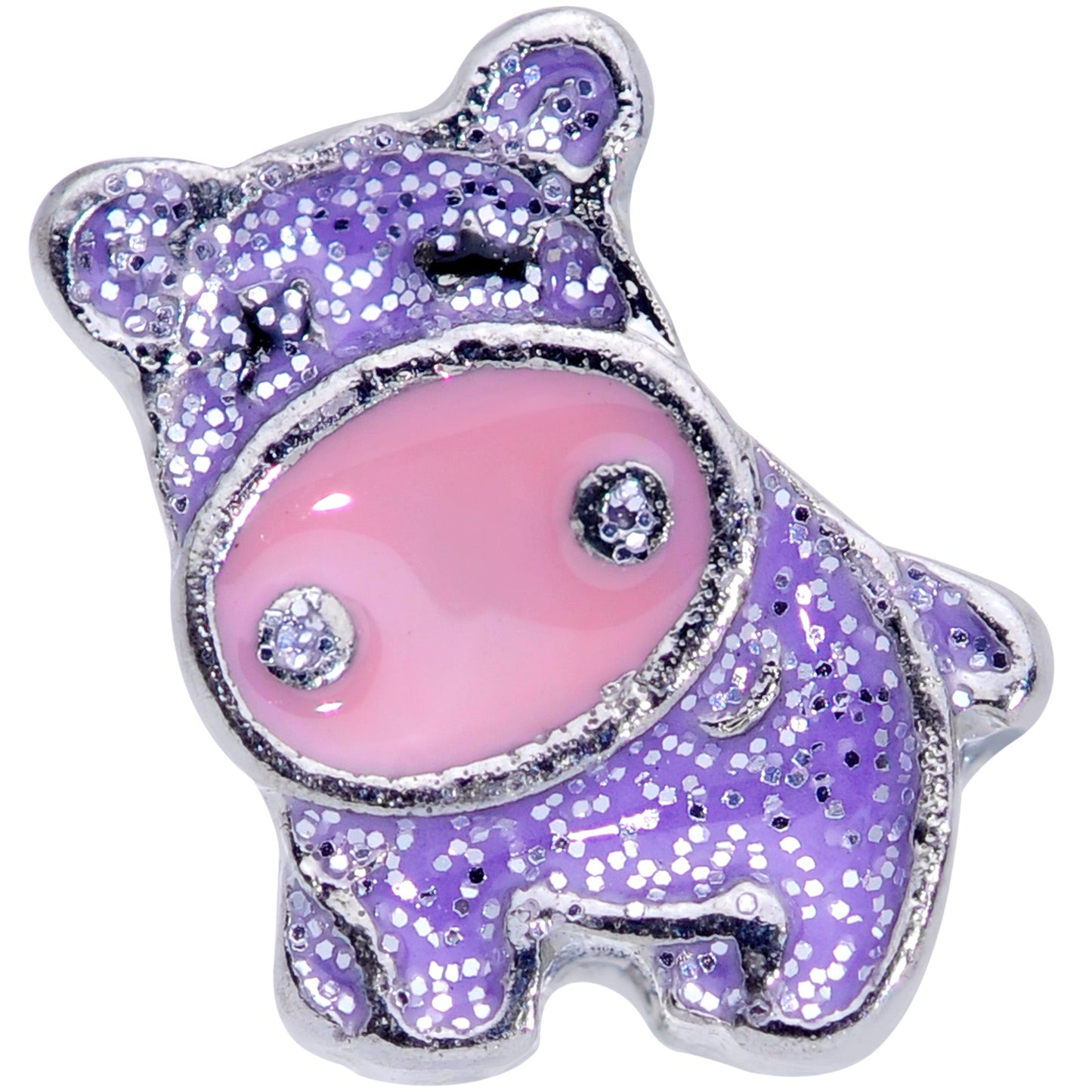 16G 1/4 Happy Purple Hippo Cartilage Tragus Earring