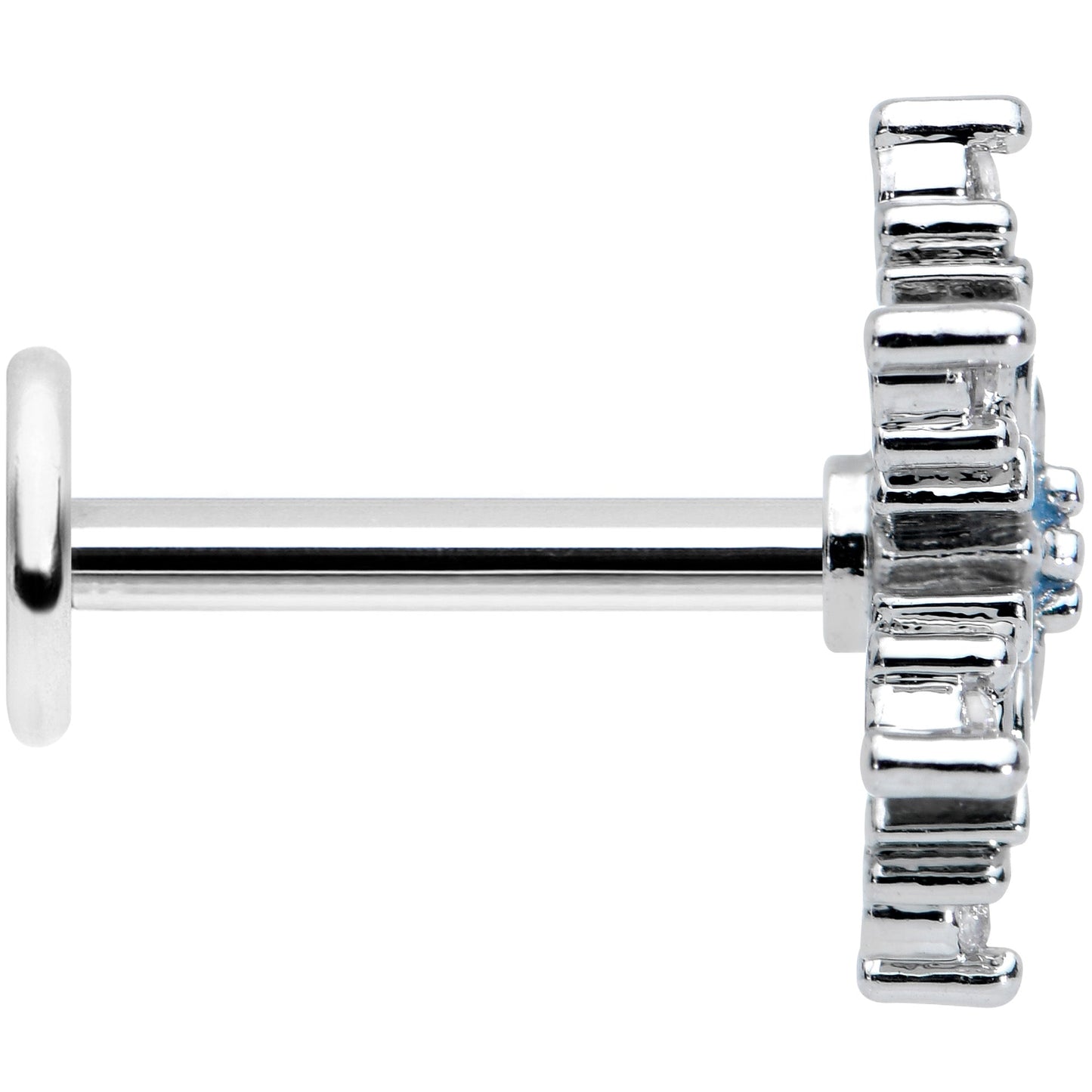 16G 5/16 Clear CZ Blue Snowflake Christmas Labret Monroe Tragus