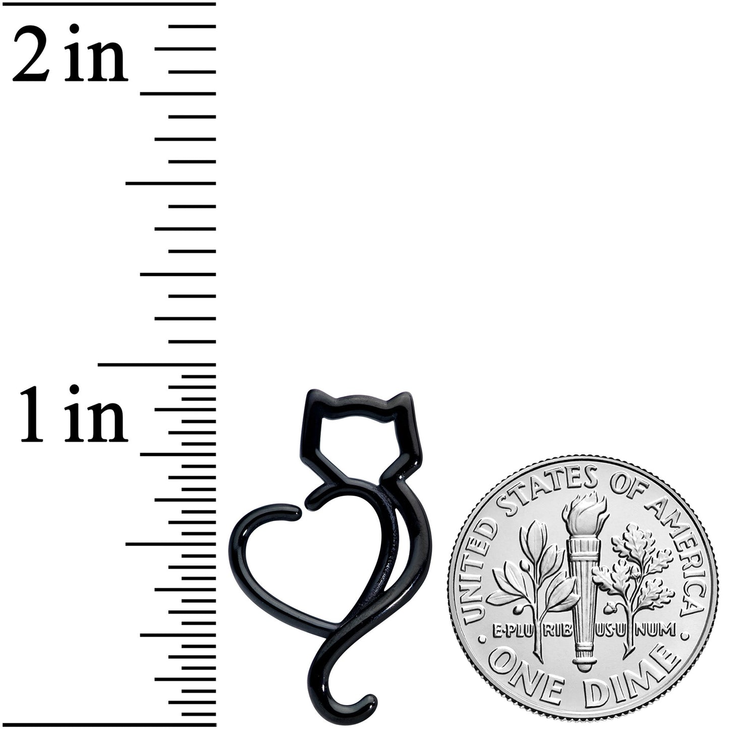 16G 5/16 Black Cat Lover Heart Kitty Closure Ring