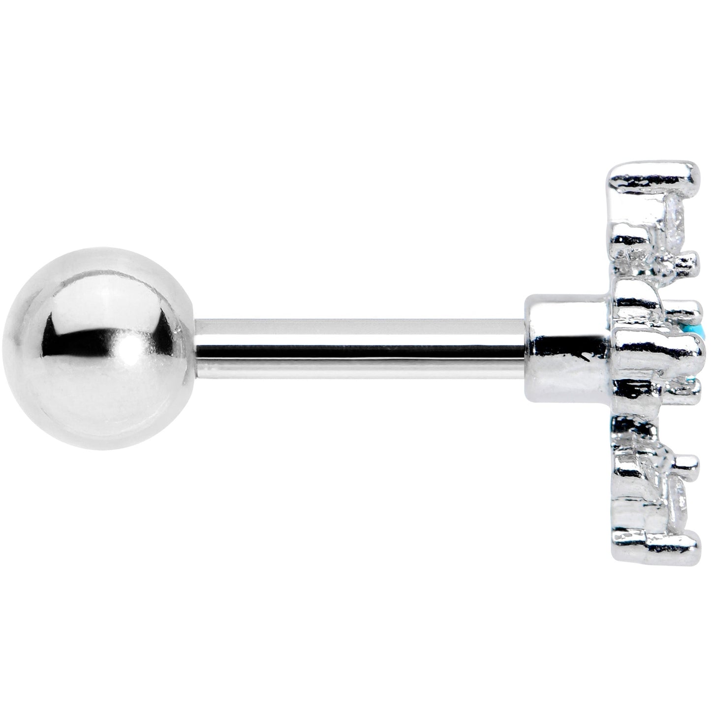 16G 1/4 Clear Blue Gem Renaissance Cross Cartilage Tragus Earring