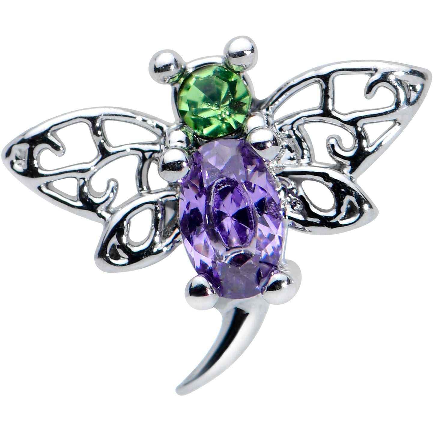16G 5/16 Purple Green Gem Dragonfly Labret Monroe Tragus