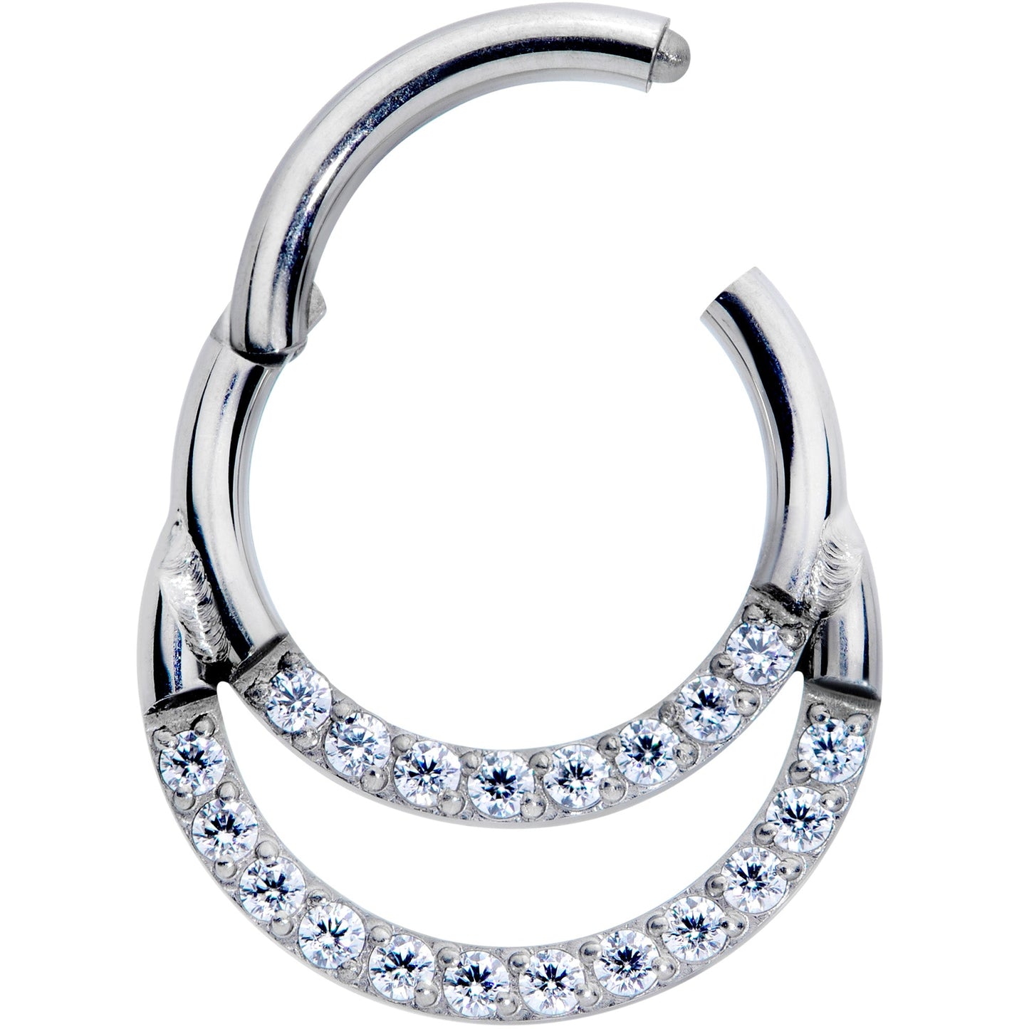 16G 5/16 Clear CZ Gem G23 Titanium Double Row Cartilage Clicker