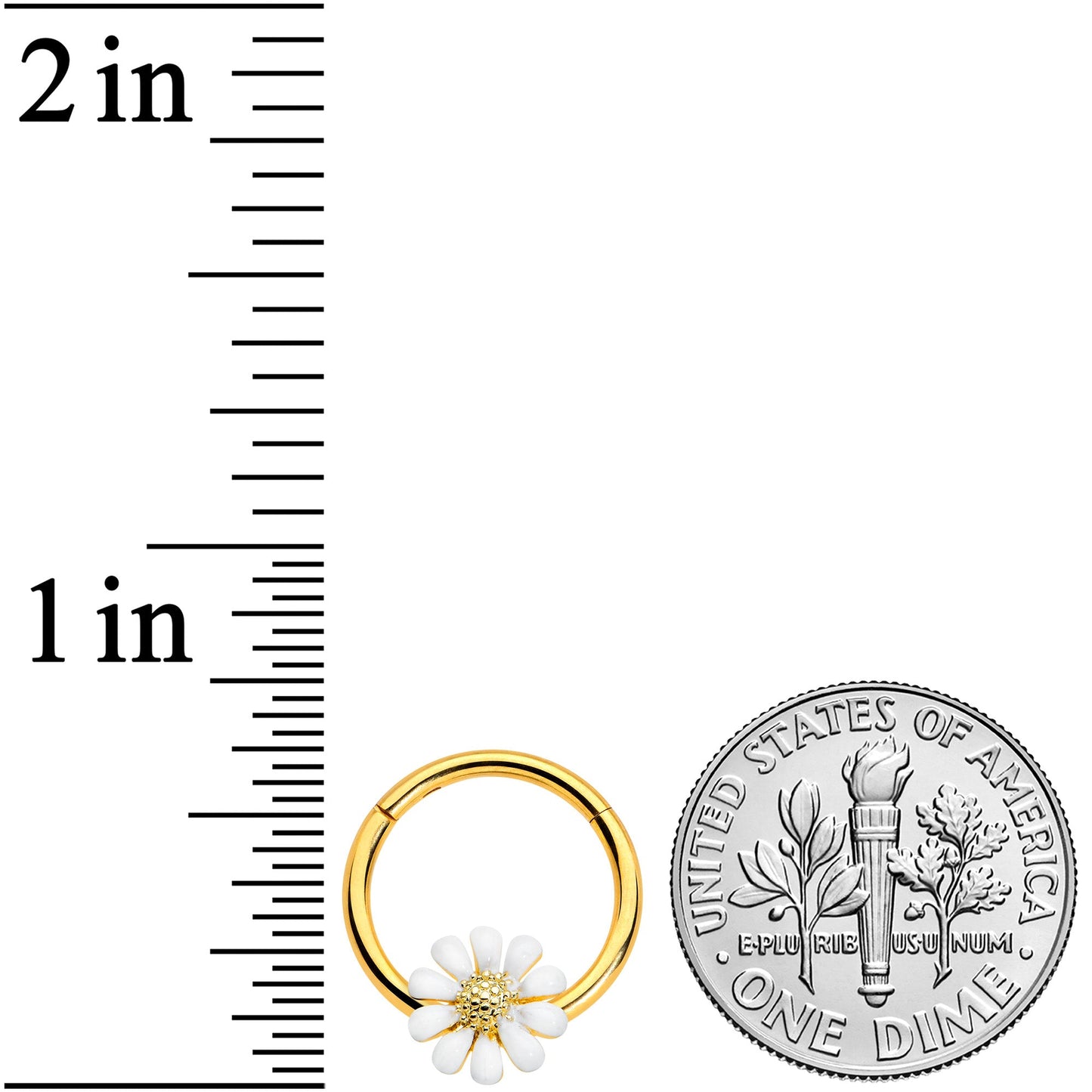 16G 3/8 Gold Tone Innocence White Flower Hinged Segment Ring