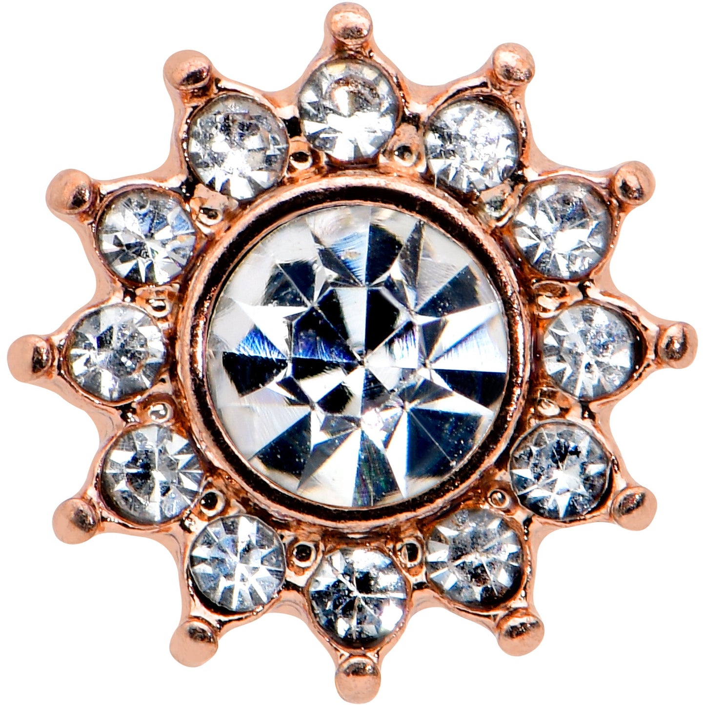 16G 5/16 Clear Gem Rose Gold Hue Stylish Sun Labret Monroe Tragus