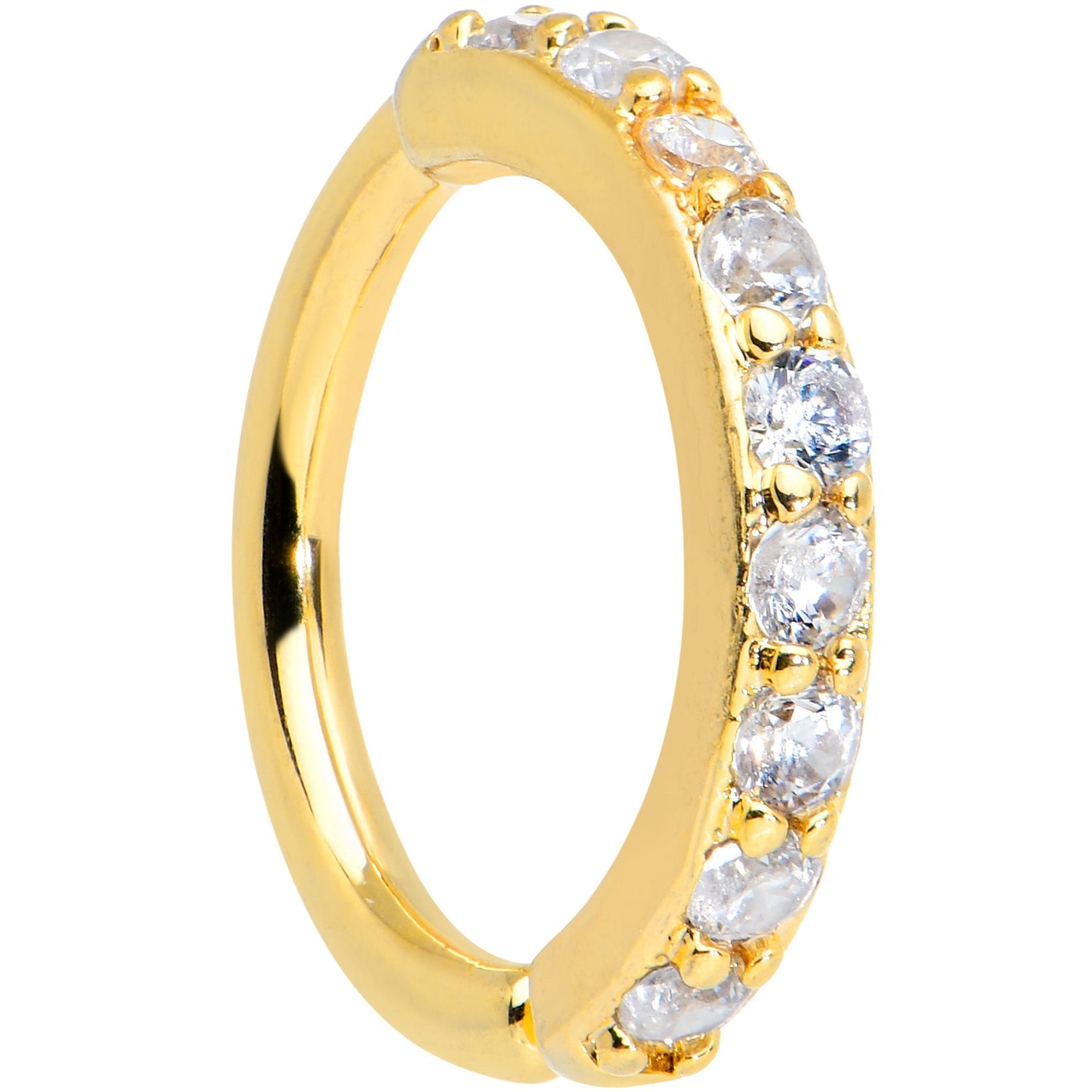 16G 5/16 Clear CZ Gem Gold Tone Forward Facing Closure Ring