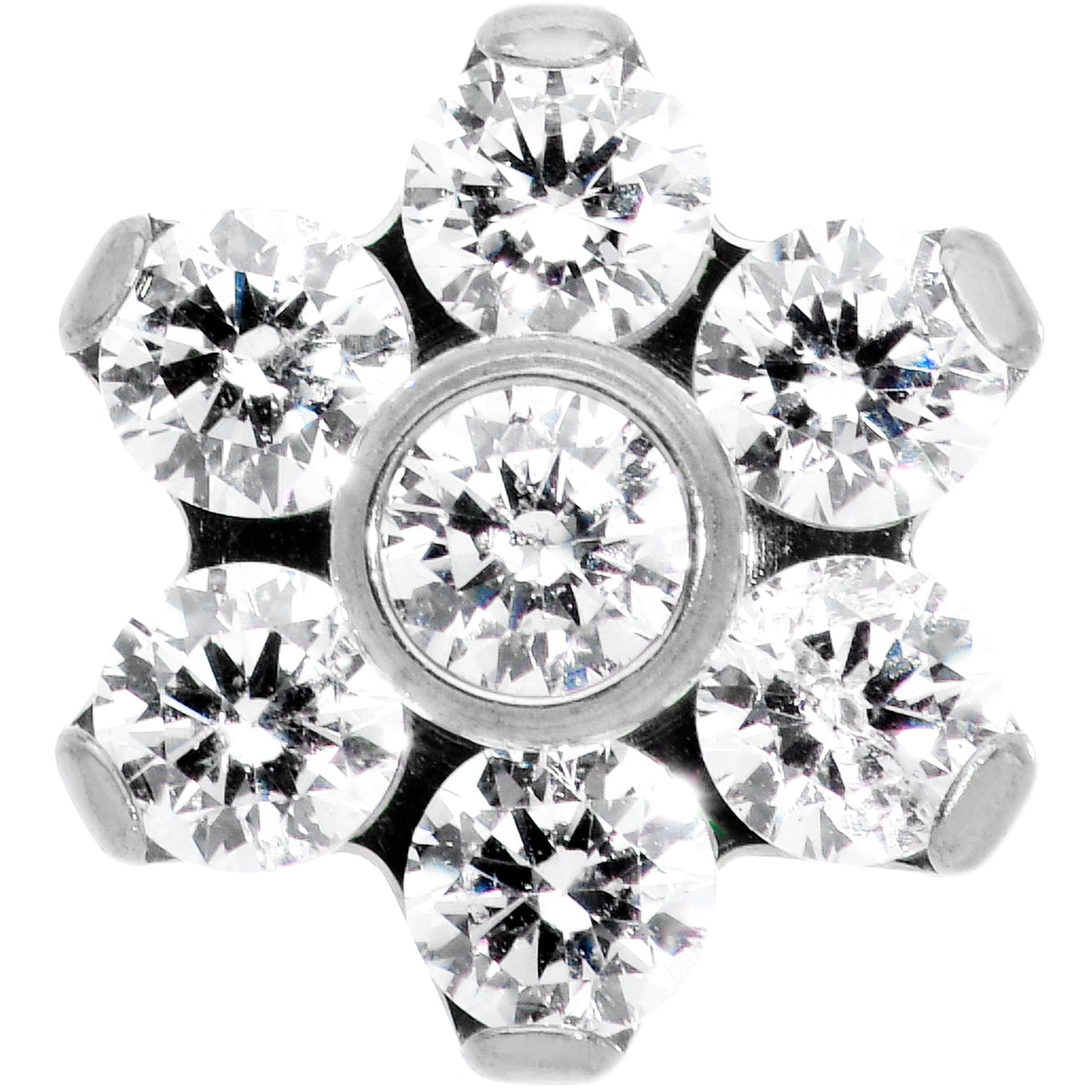 16G 5/16 Clear CZ Gem G23 Titanium Flower Labret Monroe Tragus