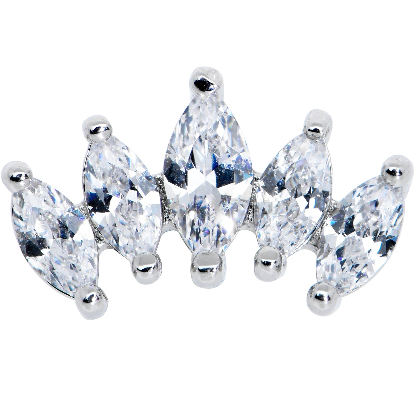 16G 1/4 Clear CZ Gem Fan Internally Threaded Labret Monroe Tragus