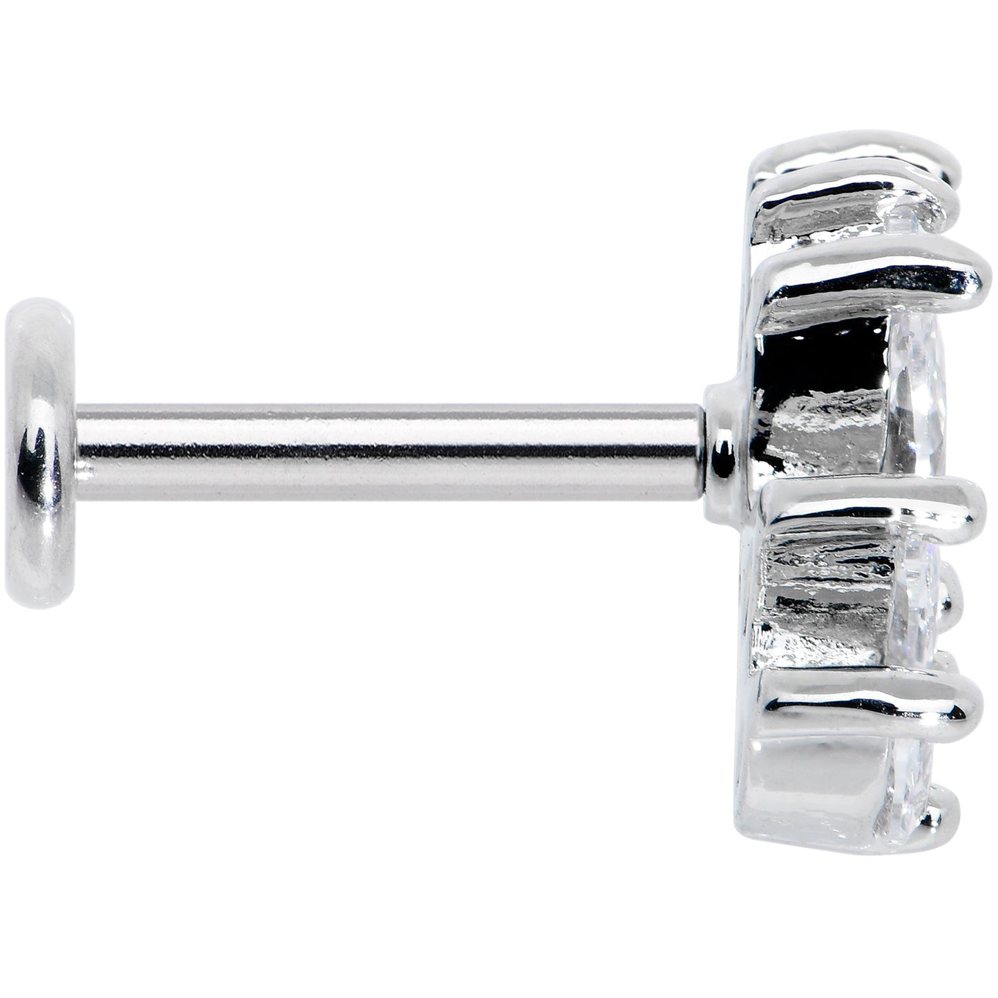 16G 5/16 Clear CZ Gem Fan Internally Thread Labret Monroe Tragus