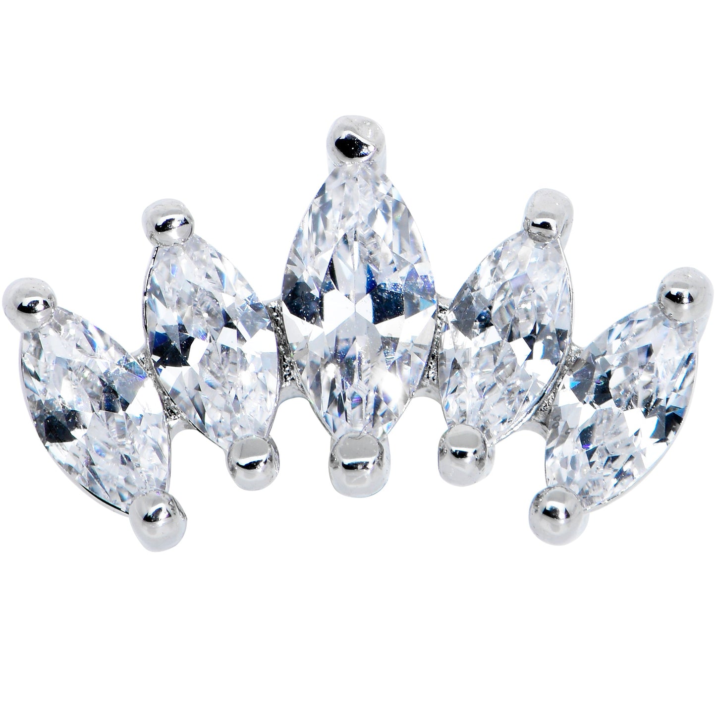 16G 5/16 Clear CZ Gem Fan Internally Thread Labret Monroe Tragus
