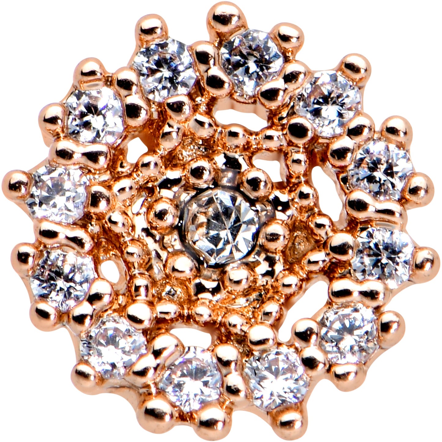 20G 1/4 Clear CZ Gem Rose Gold Tone Geometric Web Nose Bone