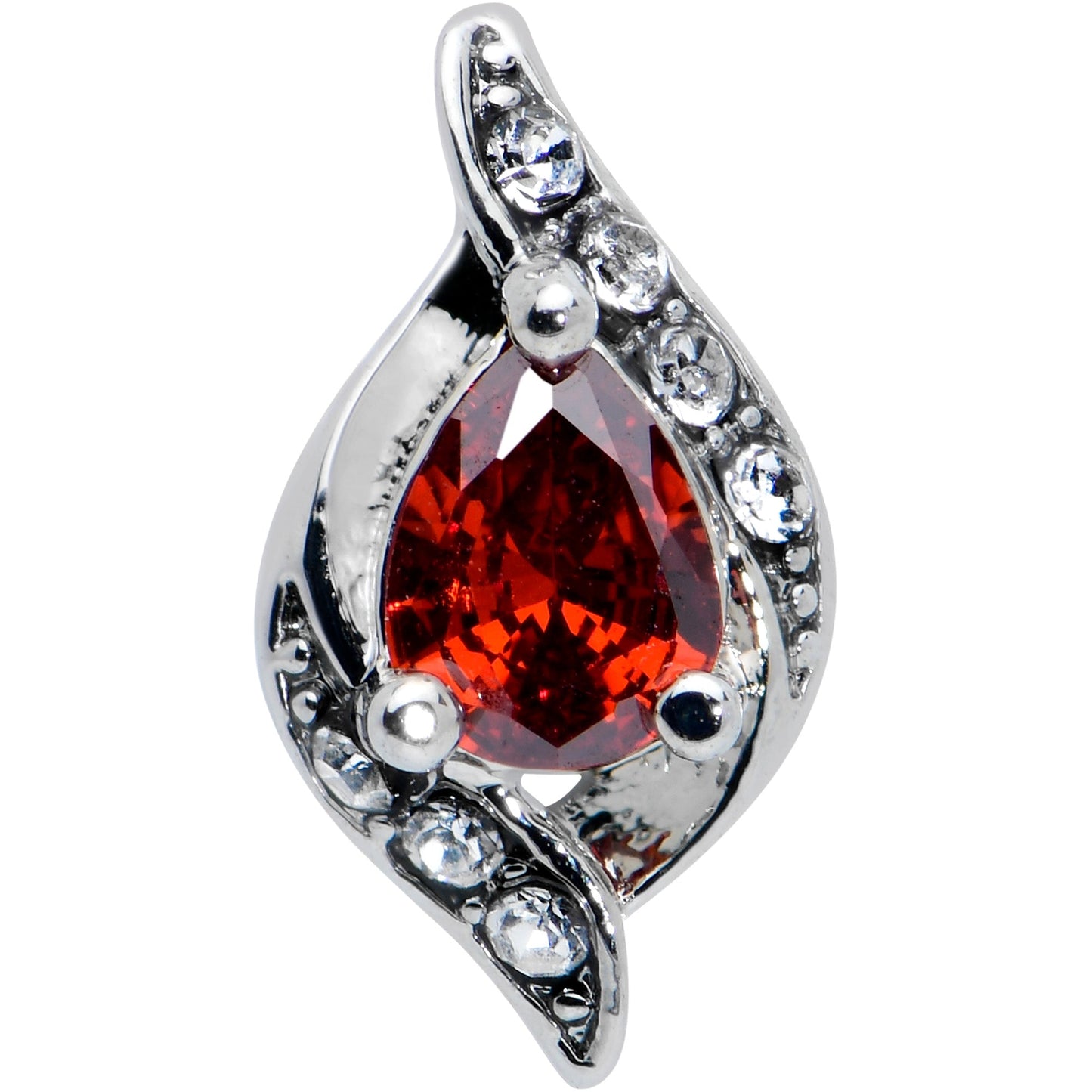 16G 1/4 Clear Red Gem Swirling Oval Labret Monroe Tragus