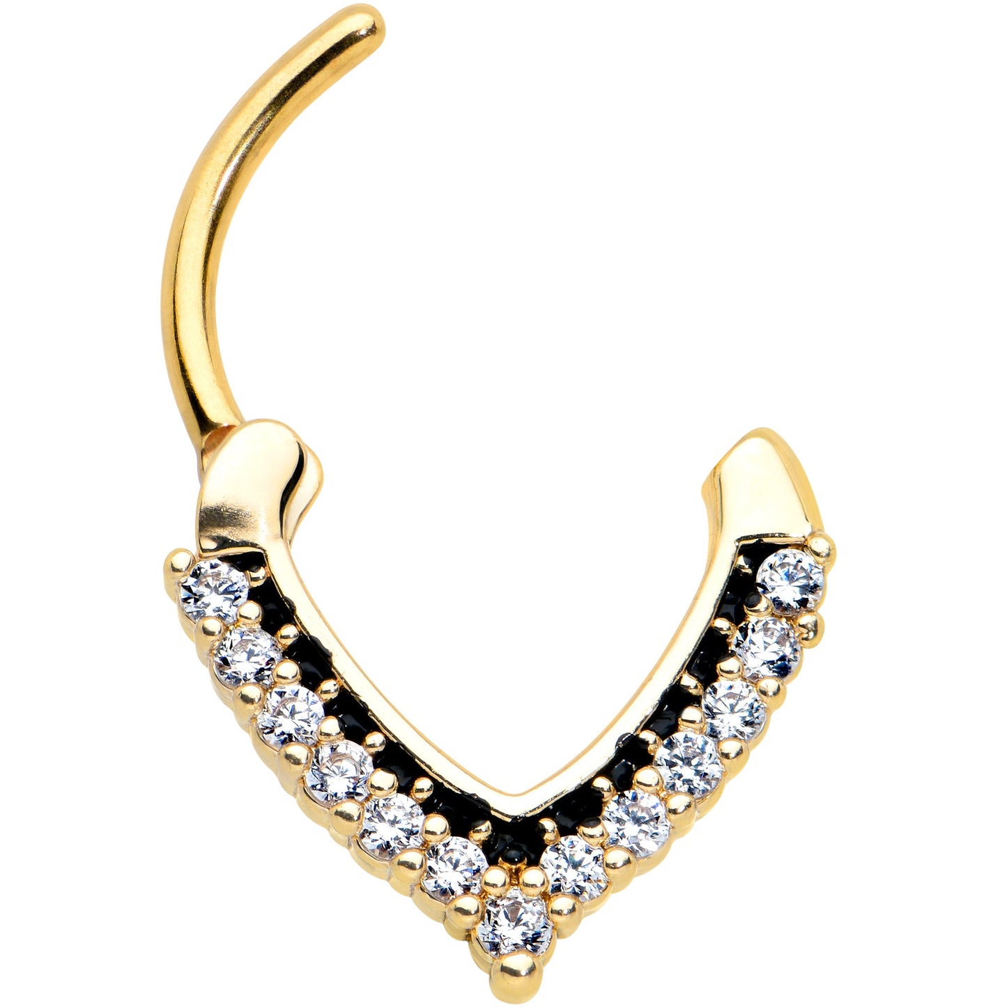 16G 5/16 Clear CZ Gem Gold Tone Classic Chevron Cartilage Clicker
