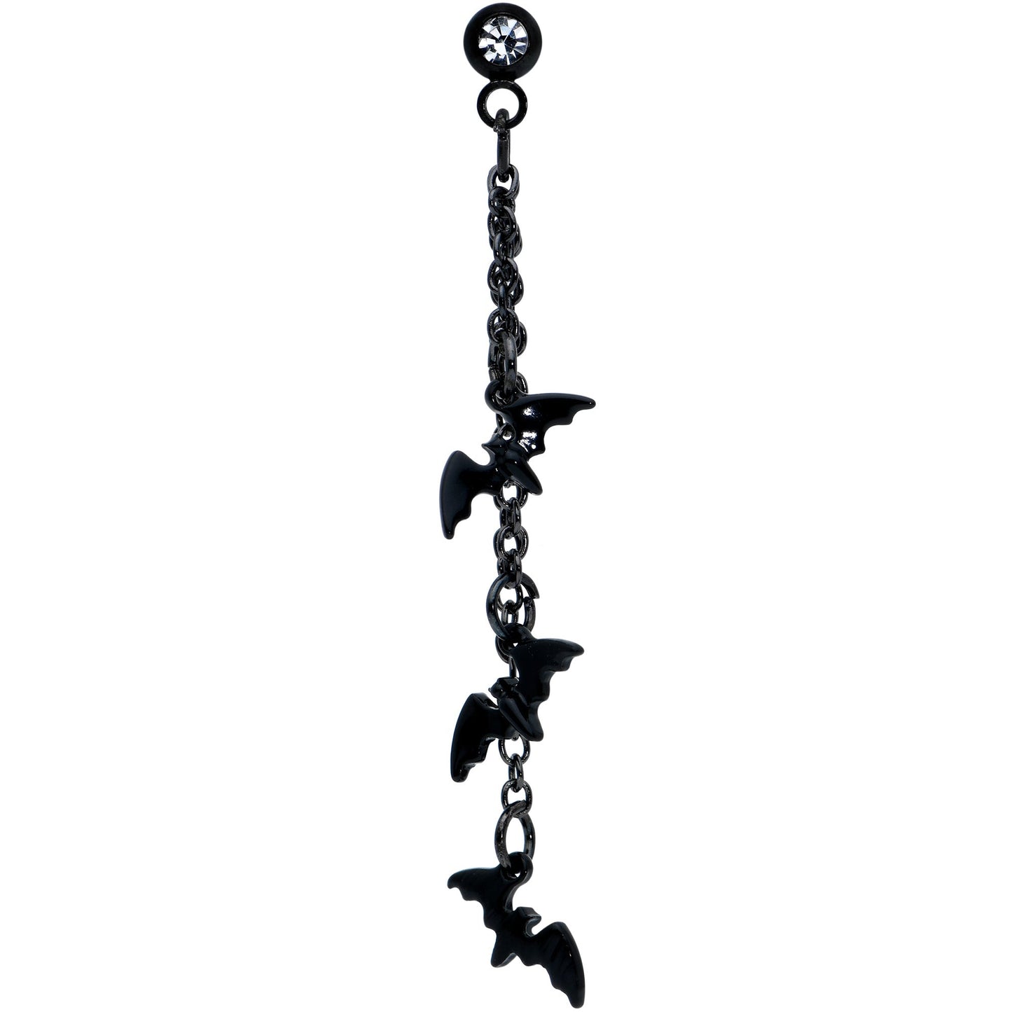 16G 1/4 Clear Gem Black Gone Batty Halloween Dangle Cartilage