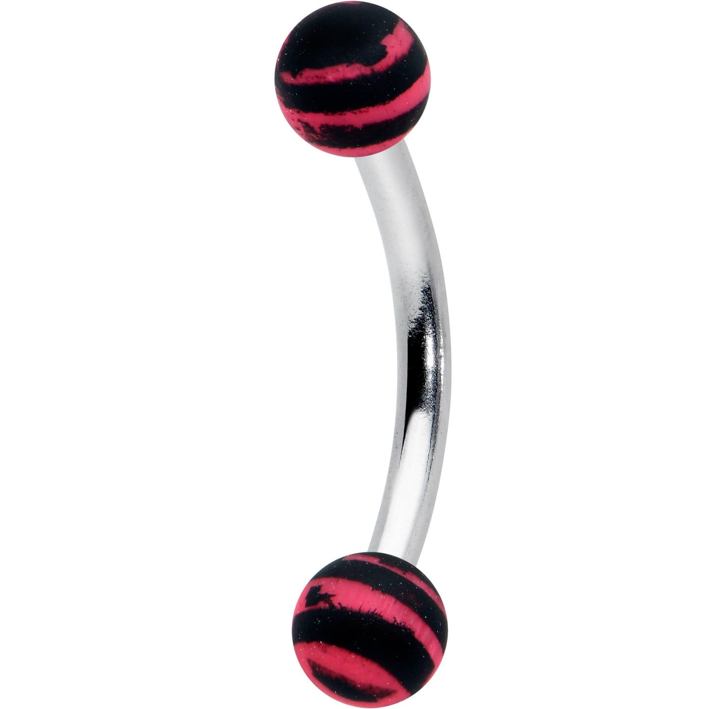 16G 5/16 Matte Pink Zebra Stripe Curved Eyebrow Ring