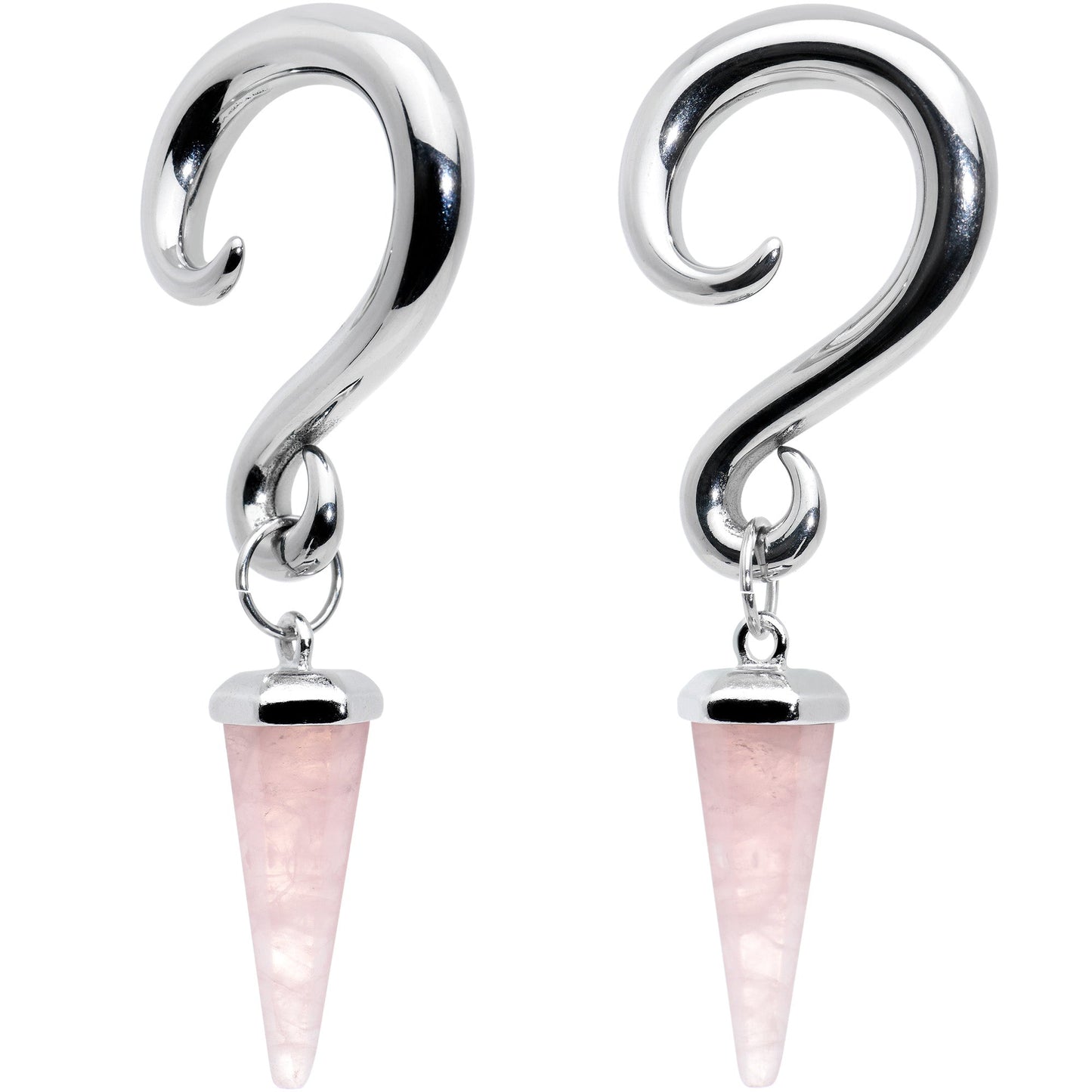4G Pink Stone Point Spiral Taper Ear Weights