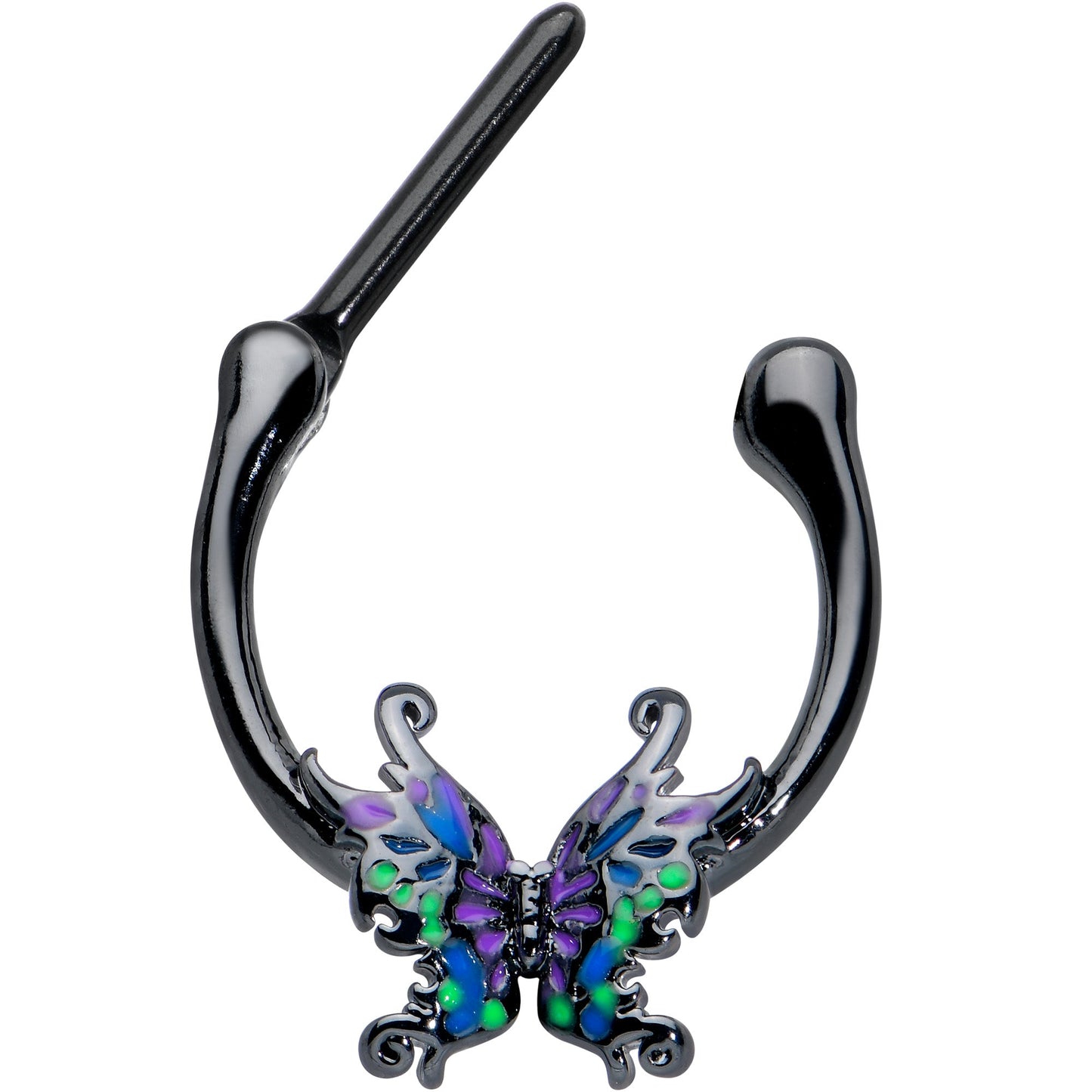 16G 5/16 Black Fantasy Faerie Wings Cartilage Clicker