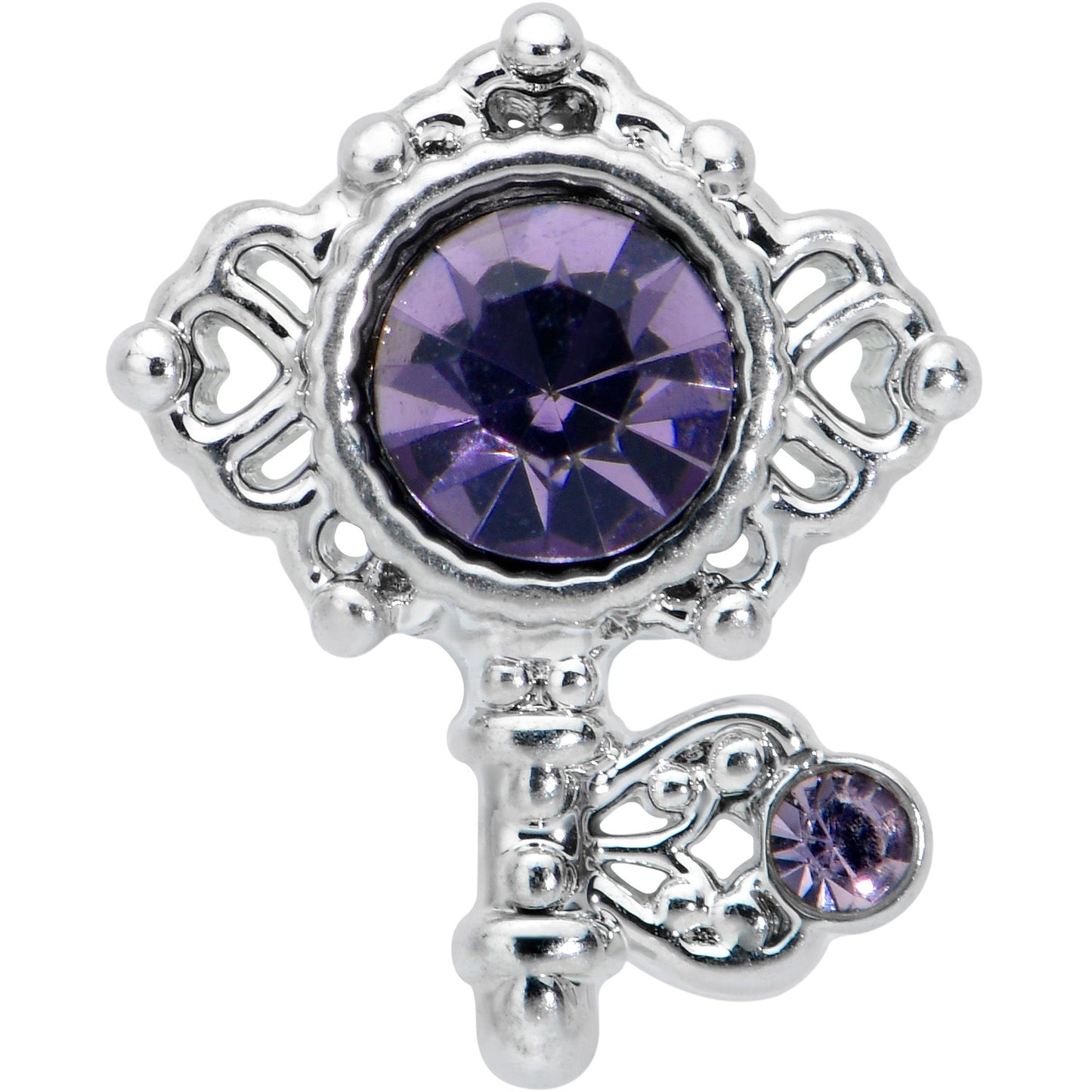 20G 1/4 Purple Gem Unlock My Heart Key Nose Bone
