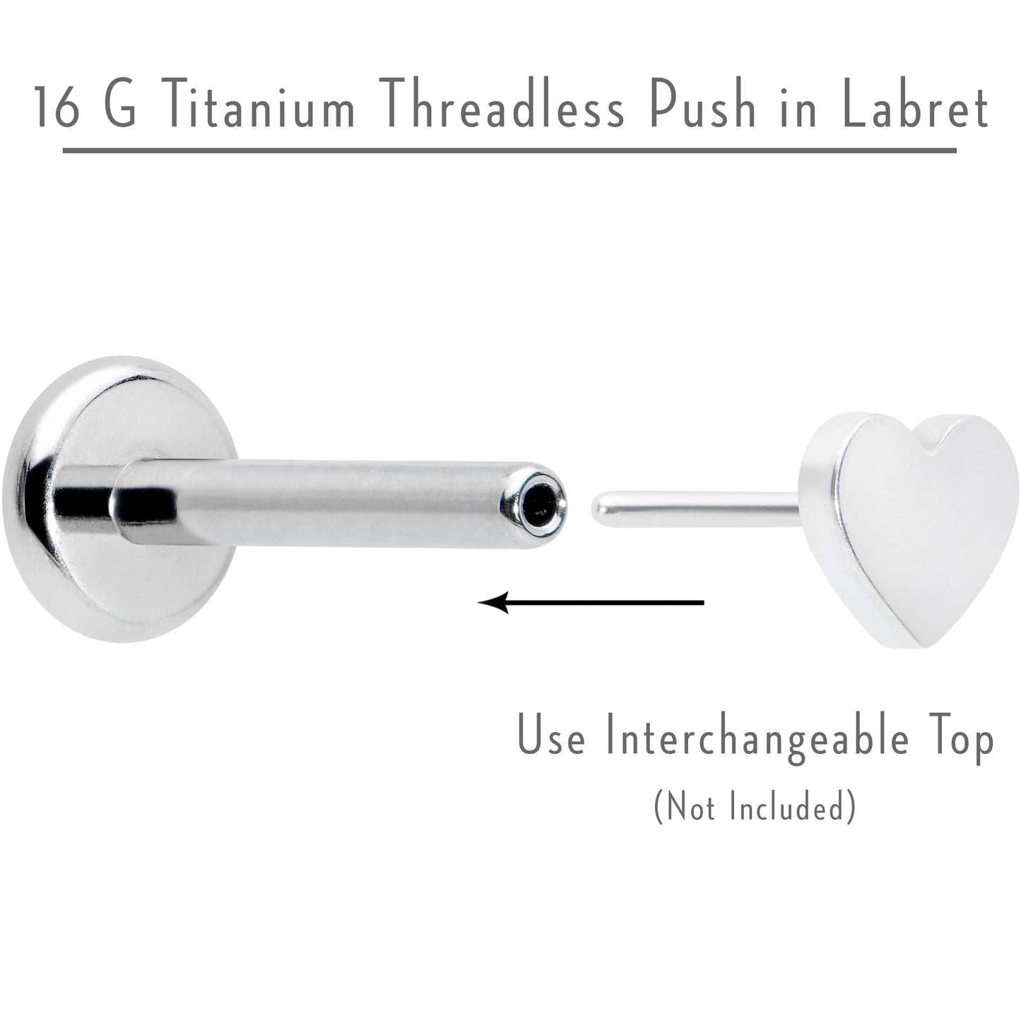 16G 5/16 G23 Titanium Threadless Post Only Labret Monroe Tragus